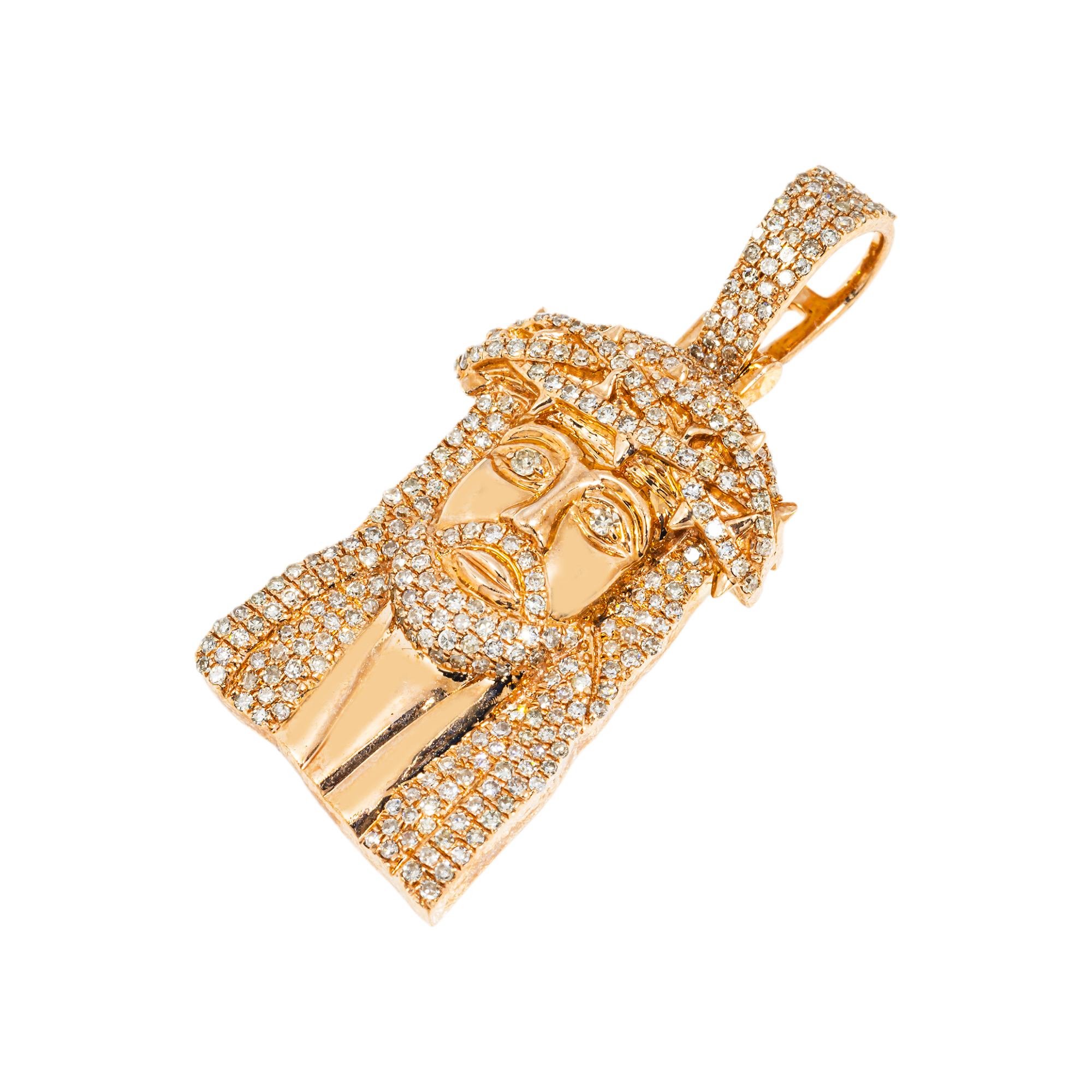 10K GOLD DIAMOND JESUS HEAD PENDANT 1.01 CT