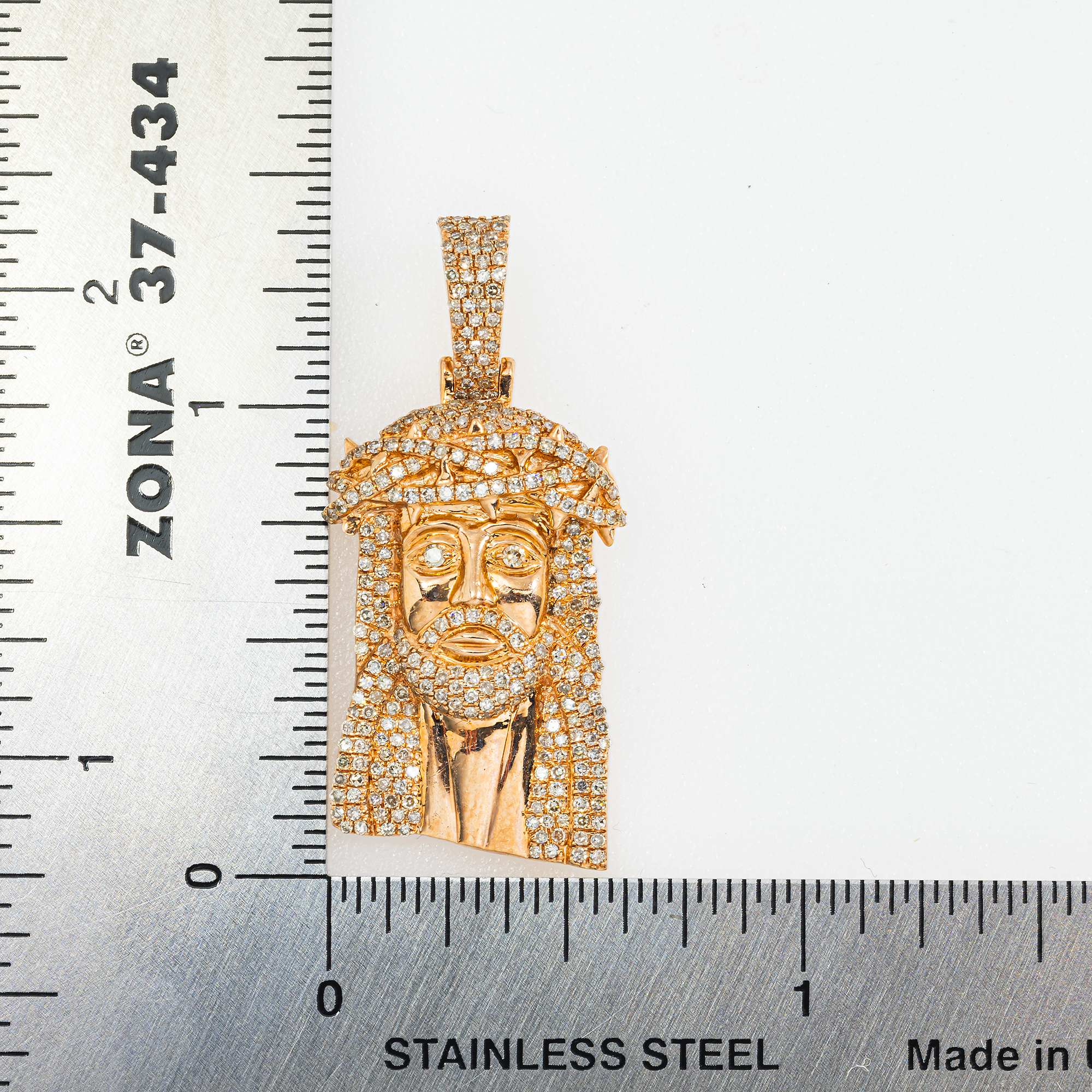 10K GOLD DIAMOND JESUS HEAD PENDANT 1.01 CT