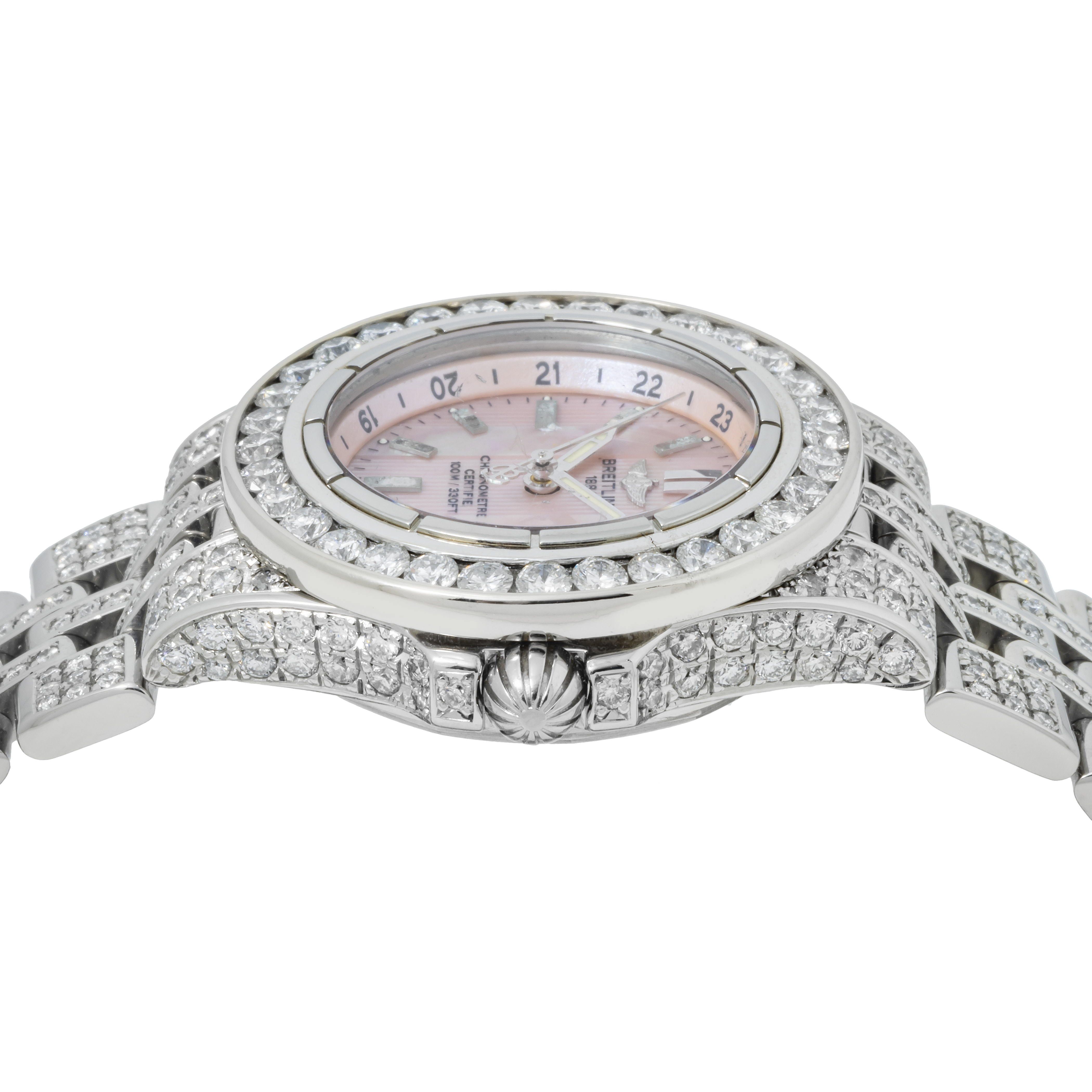 Breitling Starliner A71340 30MM Pink Mother of Pearl Dial With Diamond Bezel & Bracelet