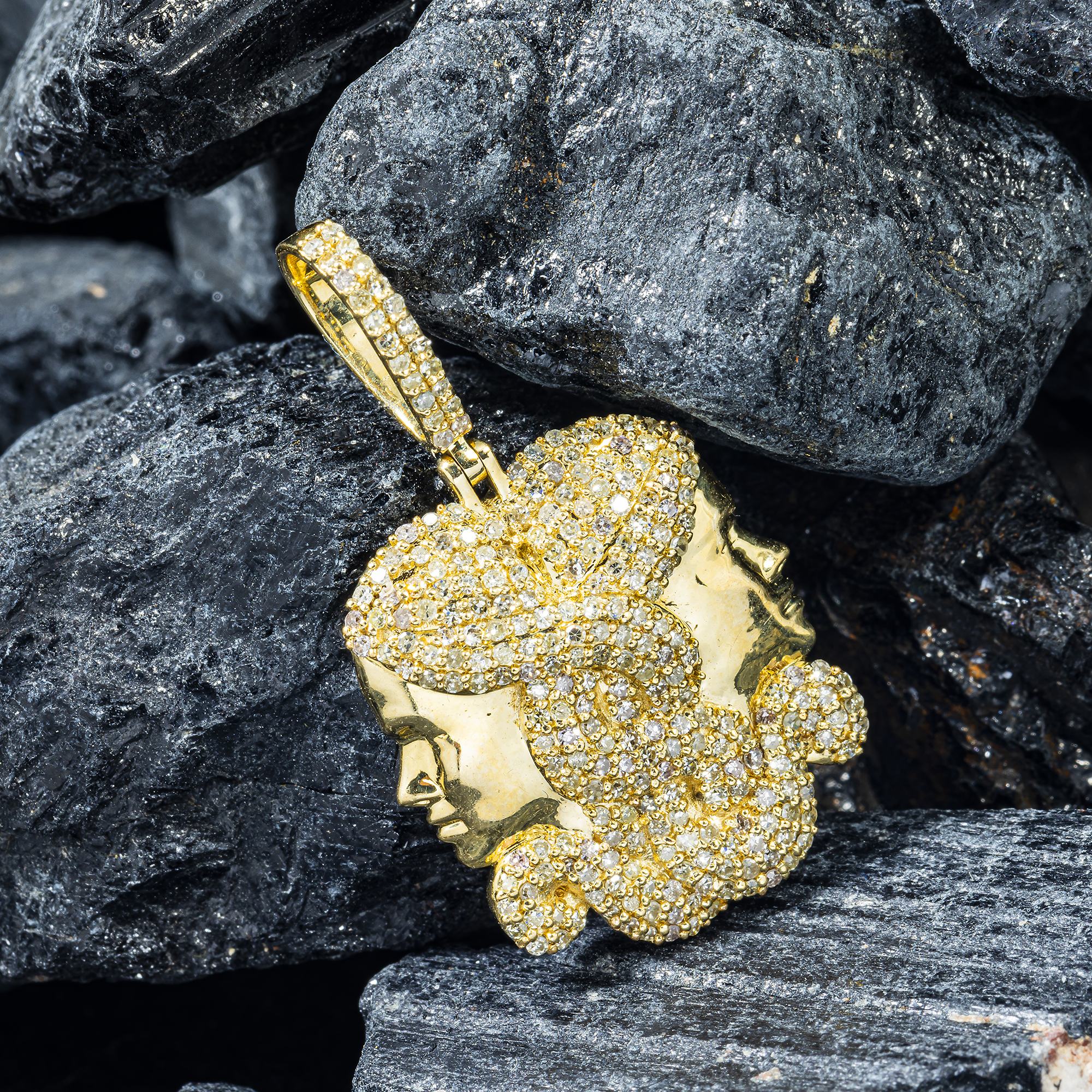 10K GOLD DIAMOND GEMINI ZODIAC SIGN PENDANT 0.93 CT