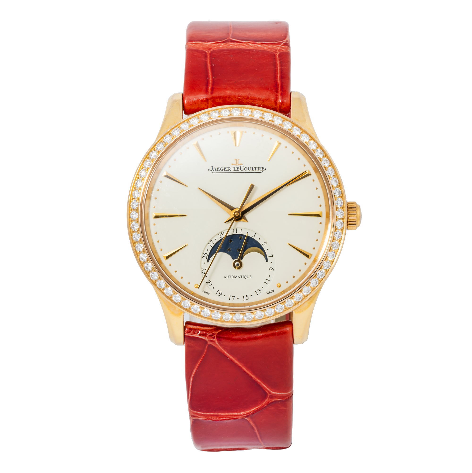 Jaeger LeCoultre Master Ultra Thin 145.2.64.S Q1252501 34MM Silver Dial & Red Leather Bracelet