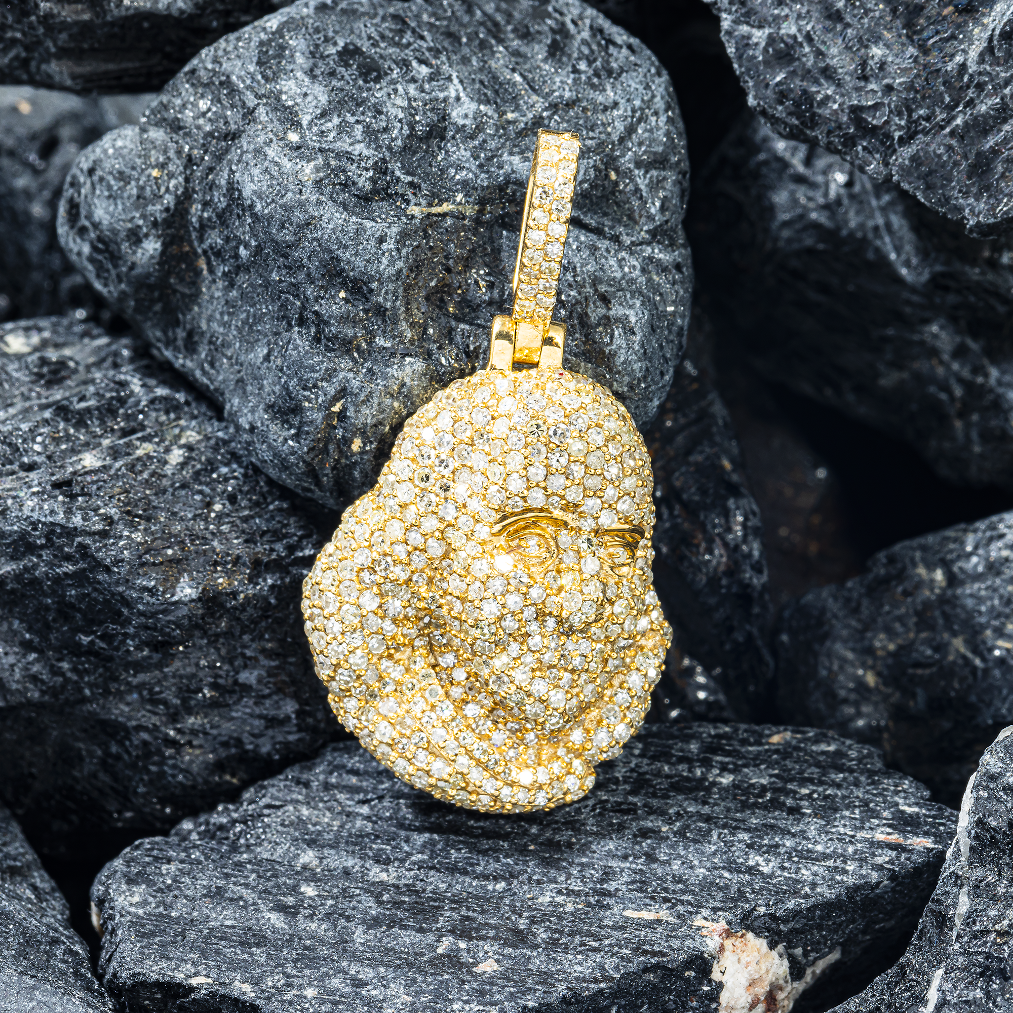 10K GOLD DIAMOND BEN FRANKLIN HISTORY CHARACTER PENDANT 1.71 CT