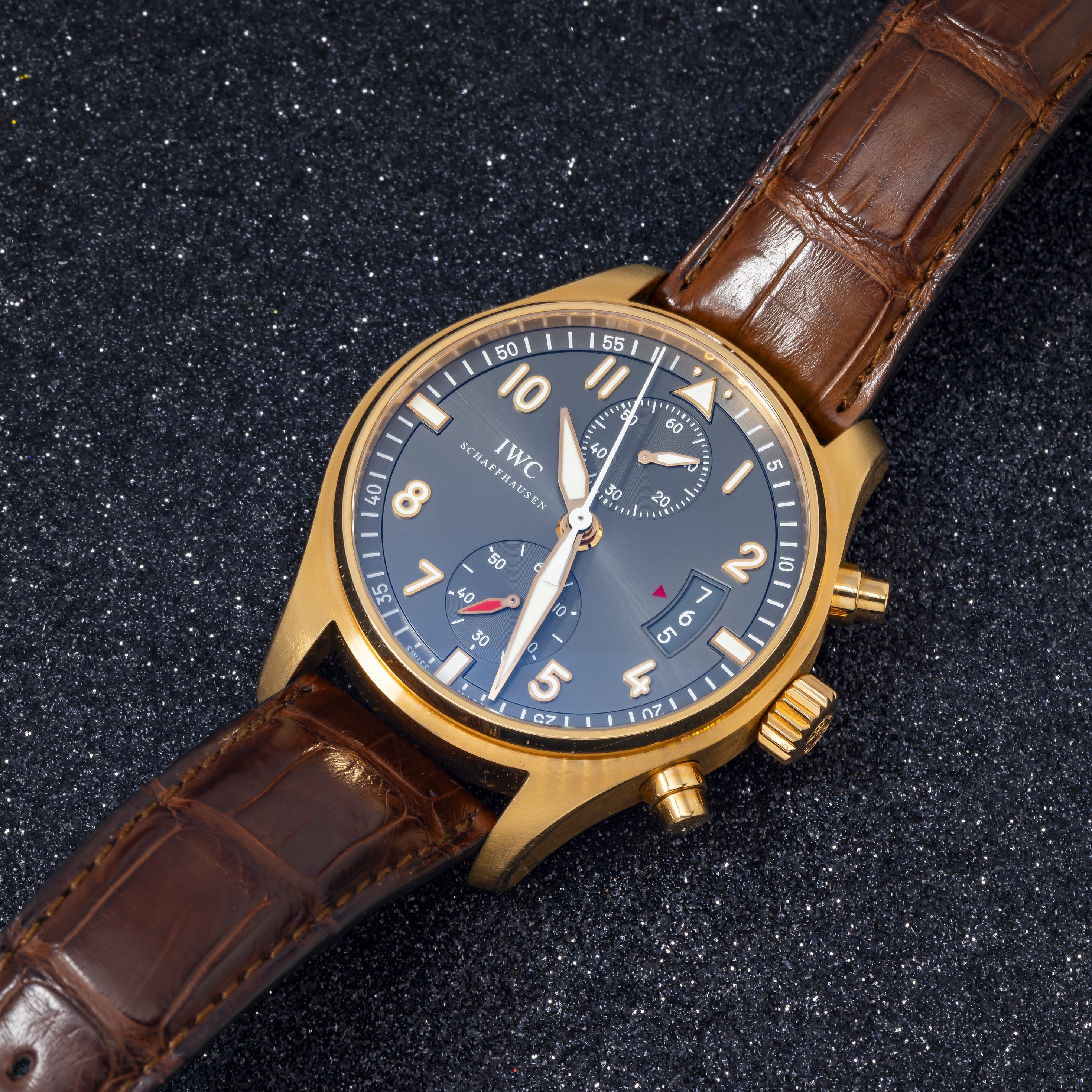 IWC Pilot Spitfire IW387803 43MM Grey Dial With Brown Alligator IWC Pilot Spitfire IW387803 43MM Grey Dial With Brown Alligator