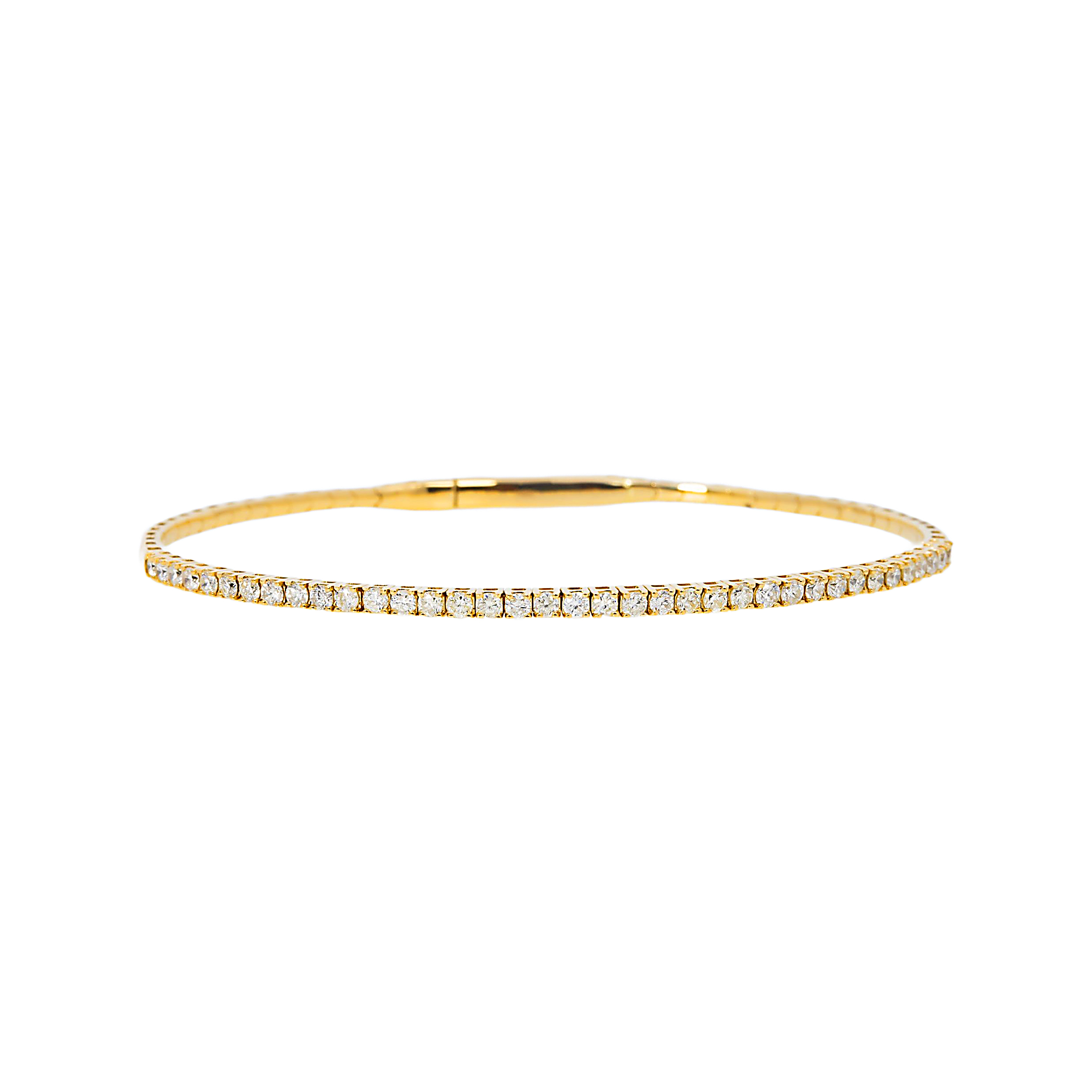 14K GOLD ROUND DIAMONDS THIN BANGLE BRACELET 1.10 CT