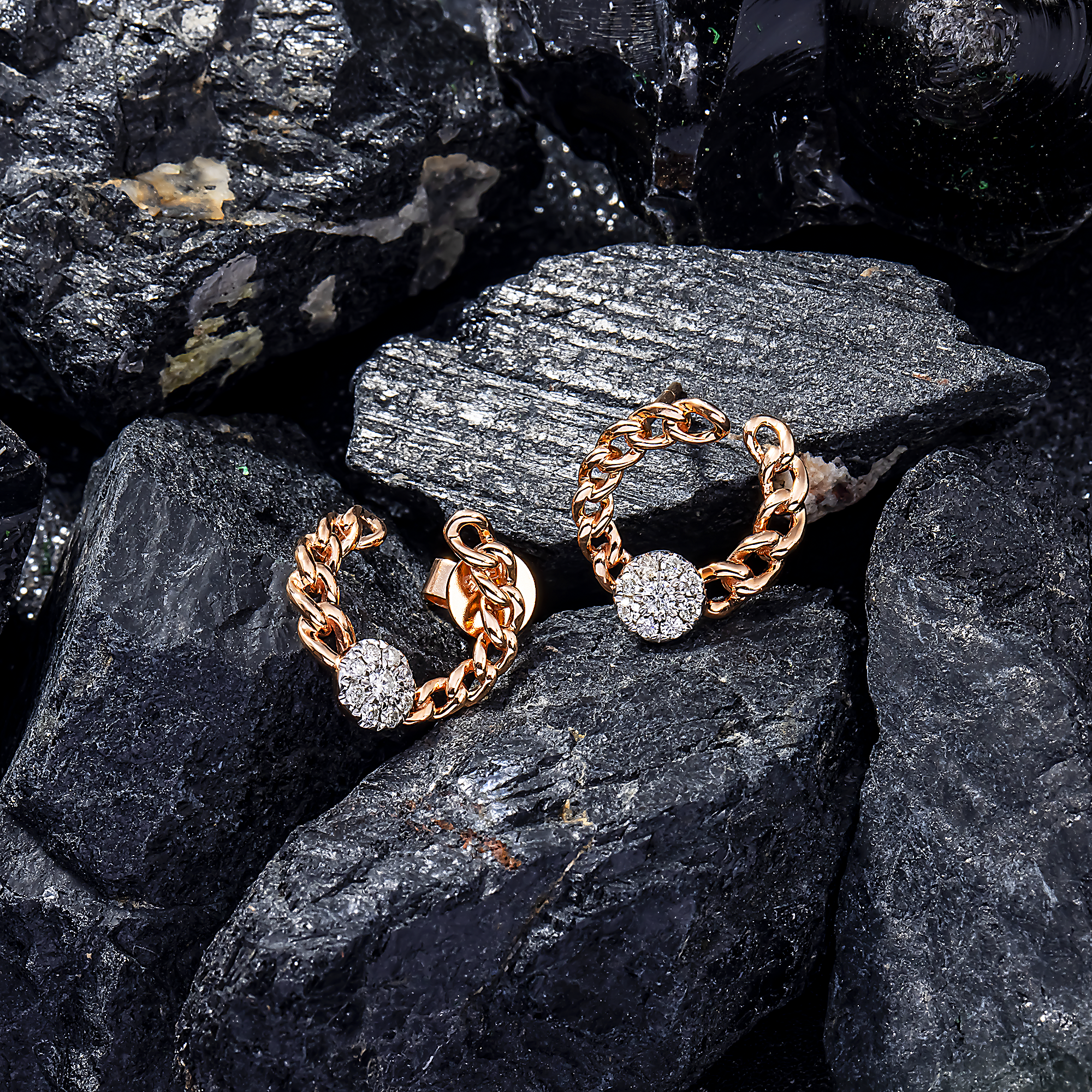 14K GOLD ROUND DIAMOND CLUSTER OPEN LINK WRAP EARRINGS 0.23 CTW