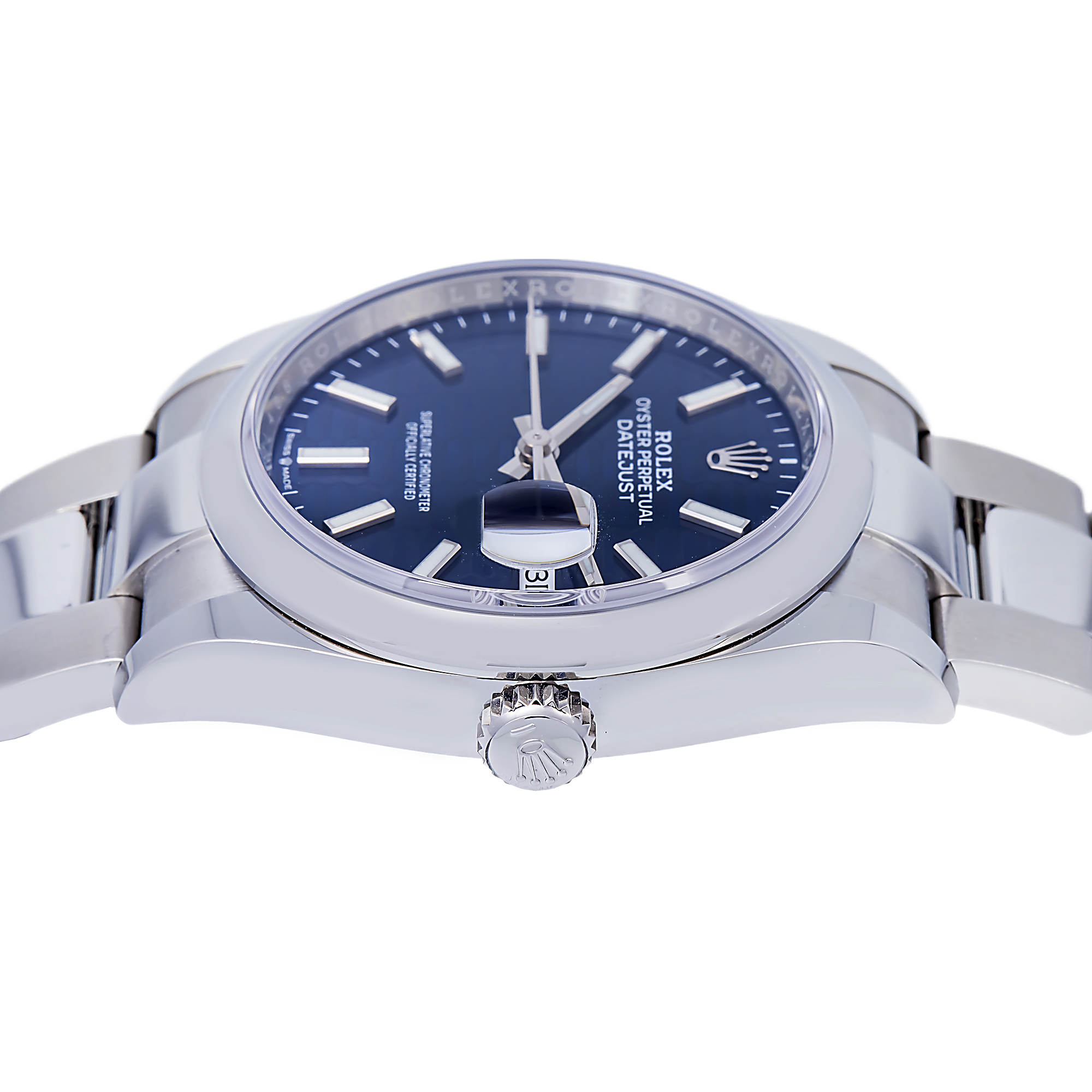 Rolex Datejust 36MM 126200 Blue Motif Dial Smooth Bezel Stainless Steel Oyster Bracelet