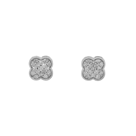 14K GOLD ROUND DIAMOND CLOVER EARRINGS 0.32 CTW