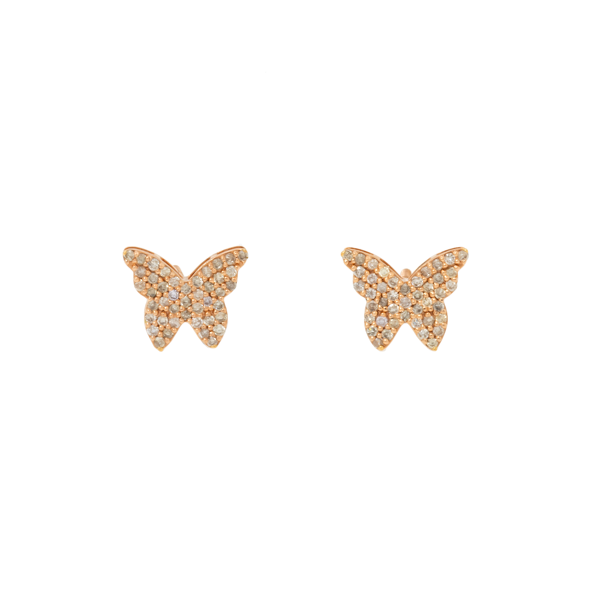 14K GOLD ROUND DIAMOND BUTTERFLY EARRINGS 0.38 CTW