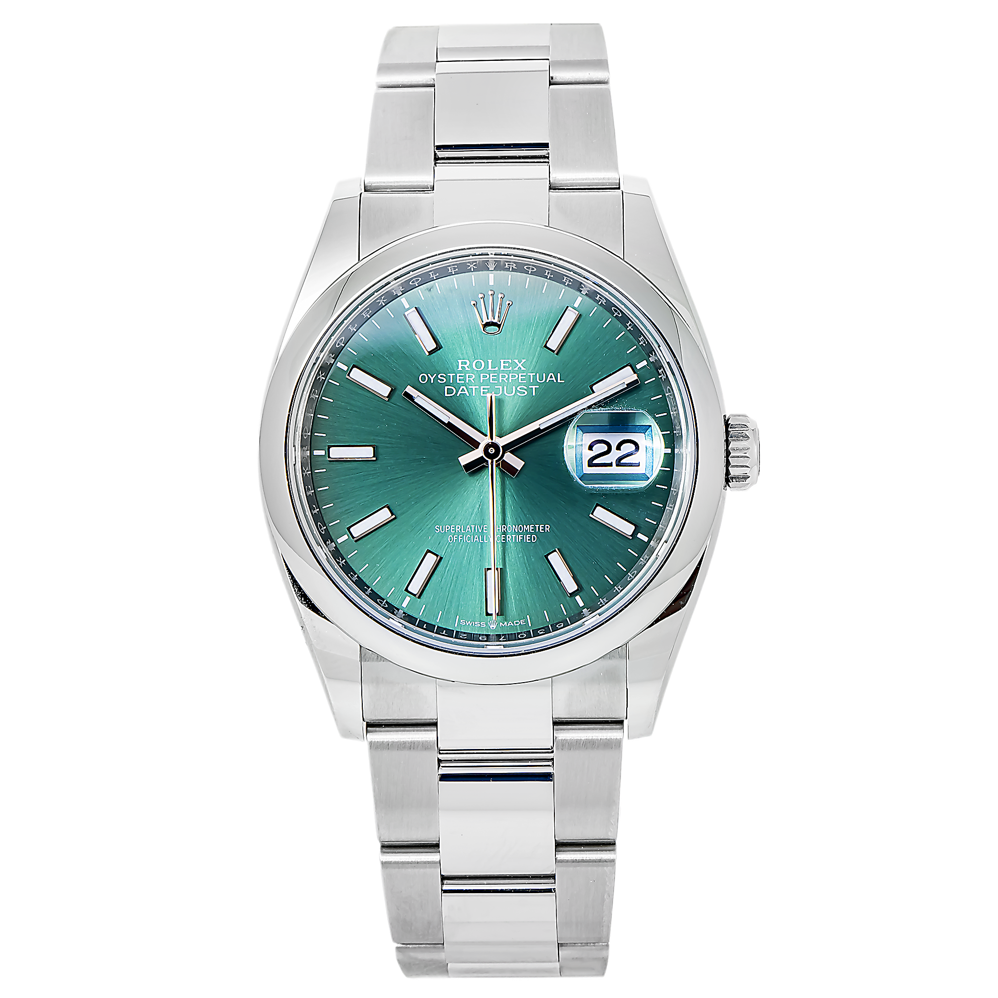 Rolex Datejust 36MM 126200 Green Dial Smooth Bezel Stainless Steel Oyster Bracelet