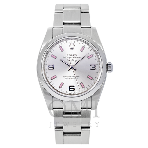 ROLEX OYSTER PERPETUAL AIR KING 114200 34MM SILVER DIAL WITH STAINLESS STEEL OYSTER BRACELET