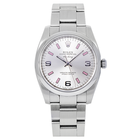 ROLEX OYSTER PERPETUAL AIR KING 114200 34MM SILVER DIAL WITH STAINLESS STEEL OYSTER BRACELET