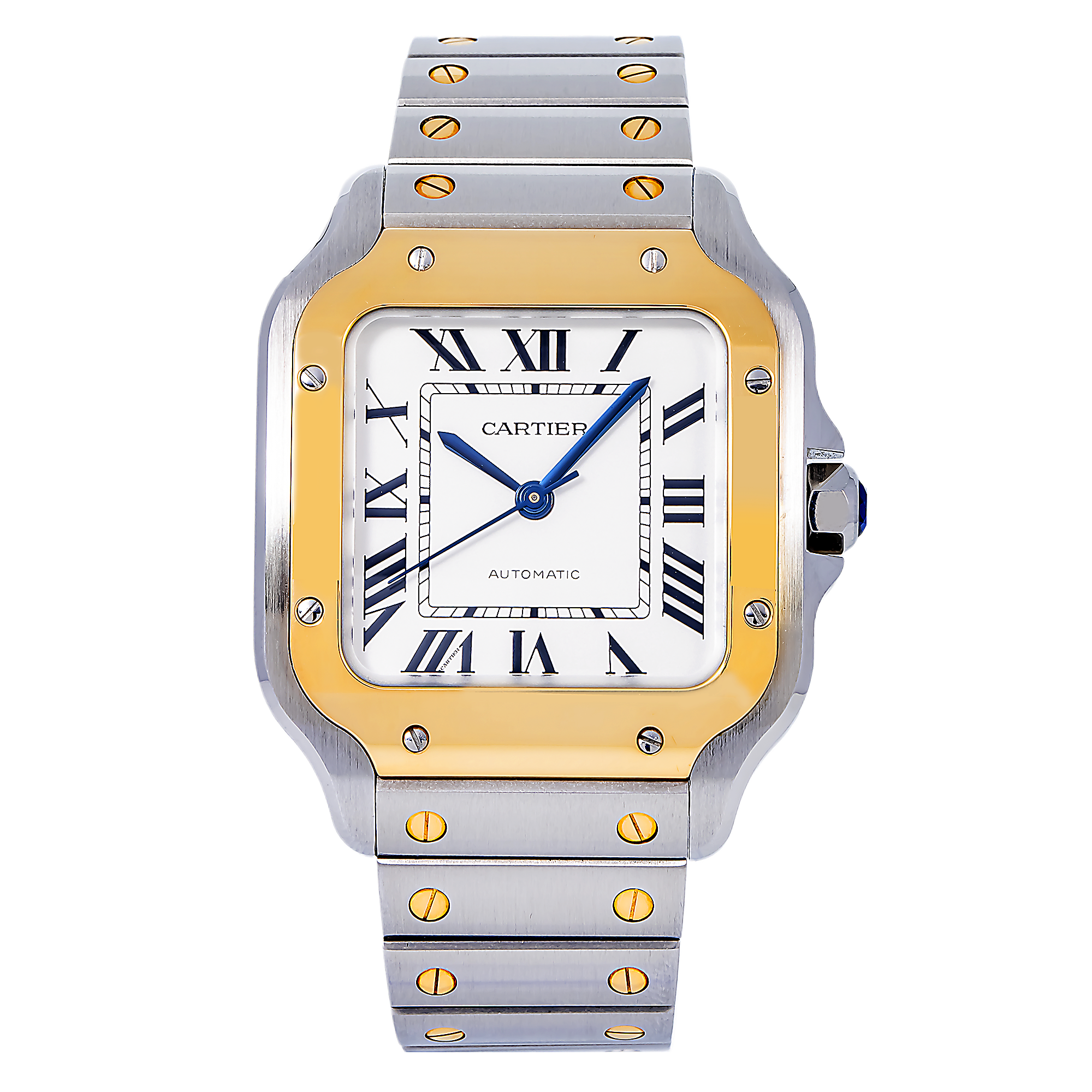 CARTIER SANTOS W2SA0007 SILVERED OPALINE DIAL WITH TWO TONE