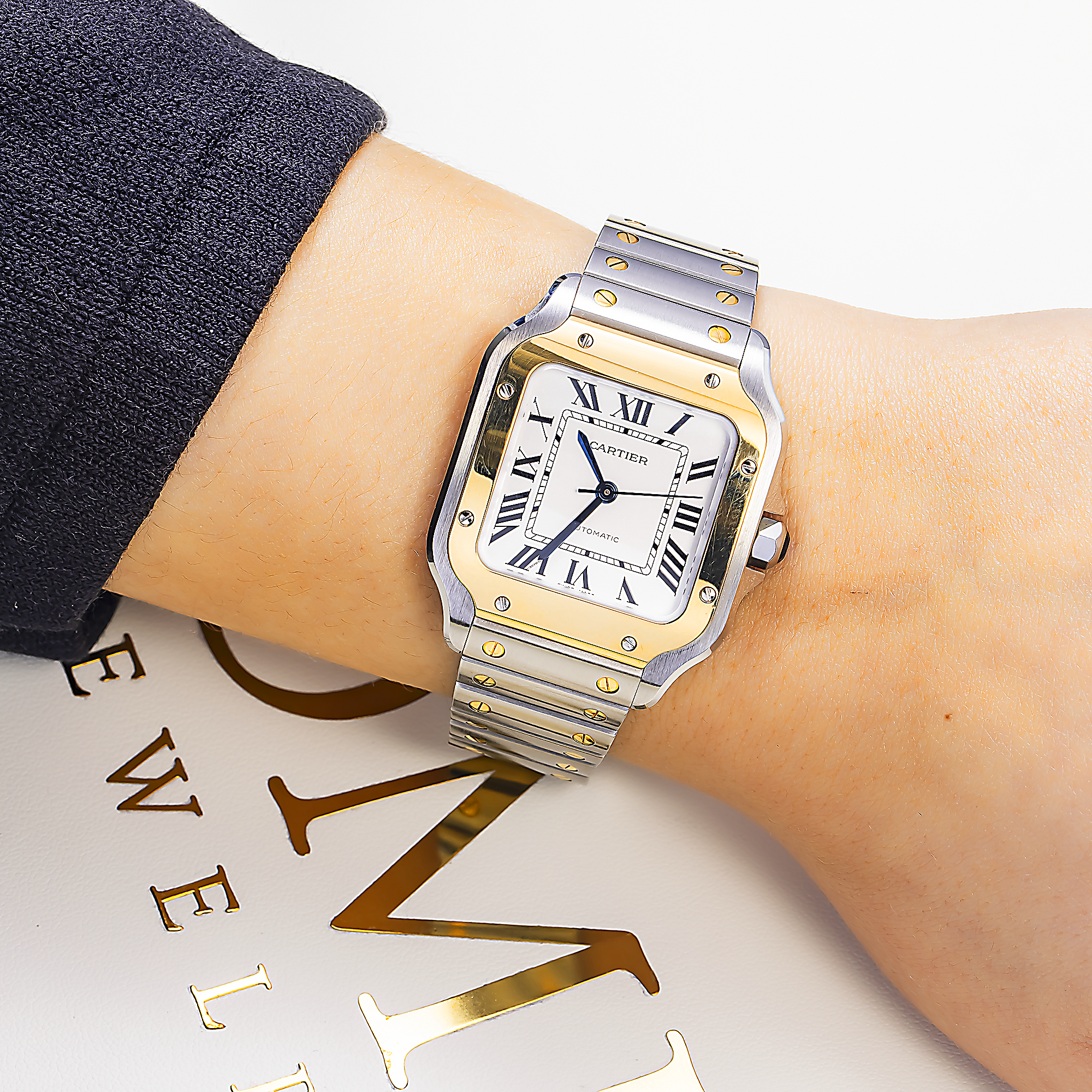 Cartier Santos Two Tone Strap Cartier Santos De Cartier Automatic