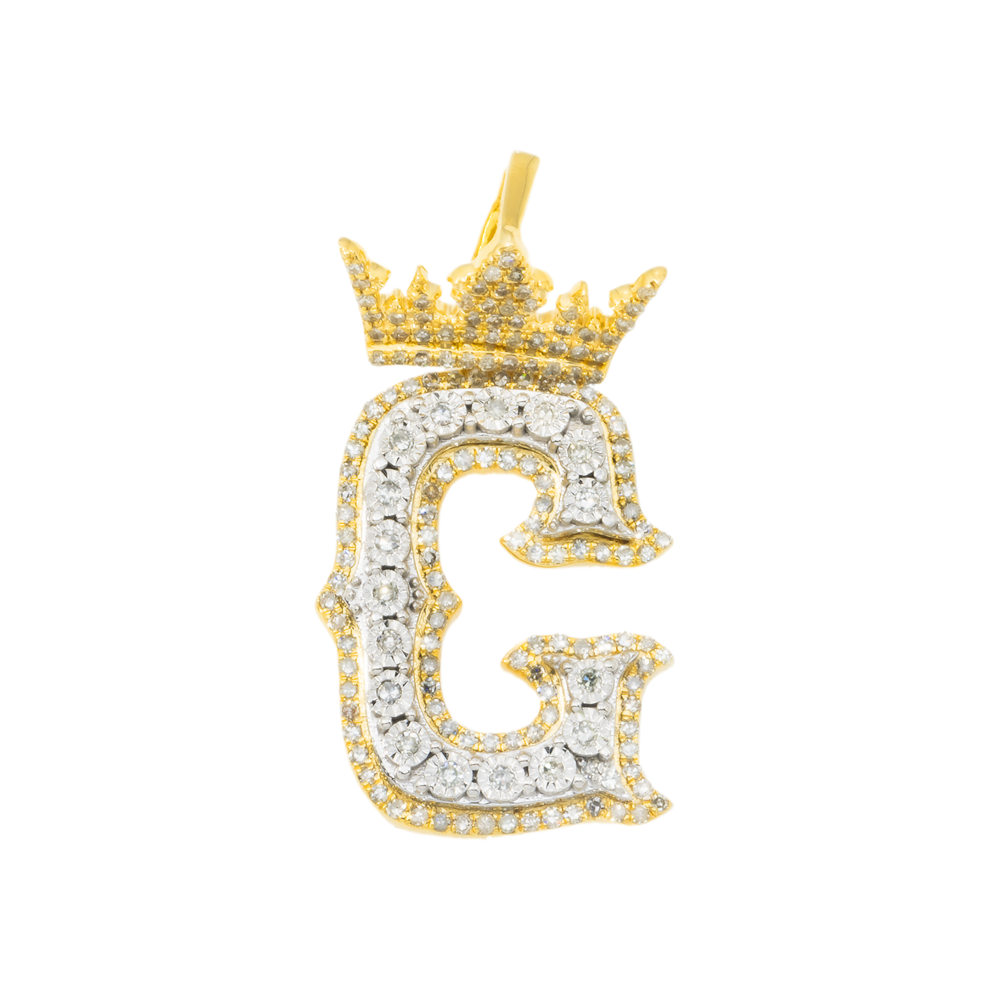 10K GOLD DIAMOND INITIAL LETTER C PENDANT 0.60 CT