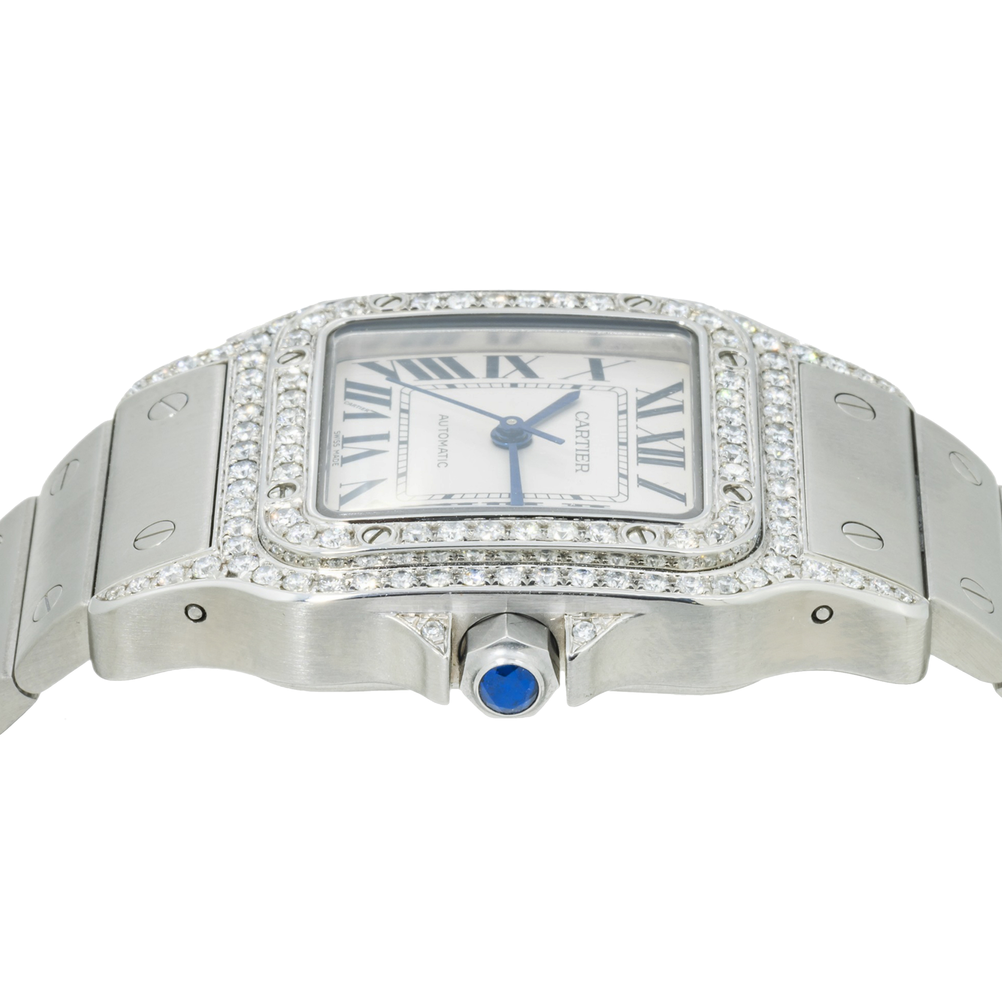 Cartier Santos Galbée XL W20098D6 32MM White Dial And Diamond Bezel With Stainless Steel Bracelet
