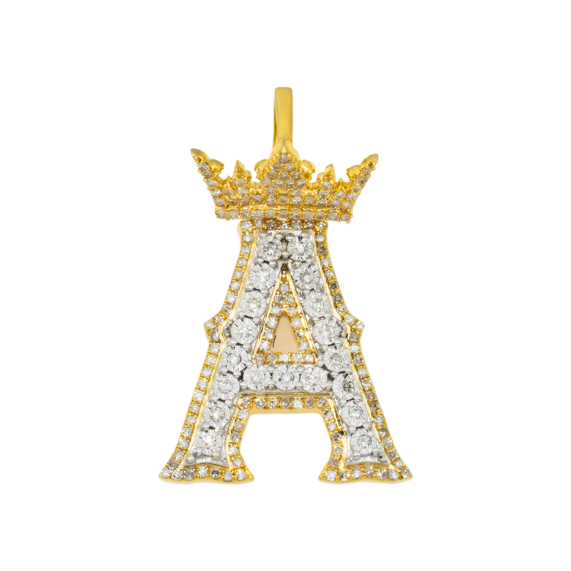 10K GOLD DIAMOND INITIAL LETTER A PENDANT 0.57 CT