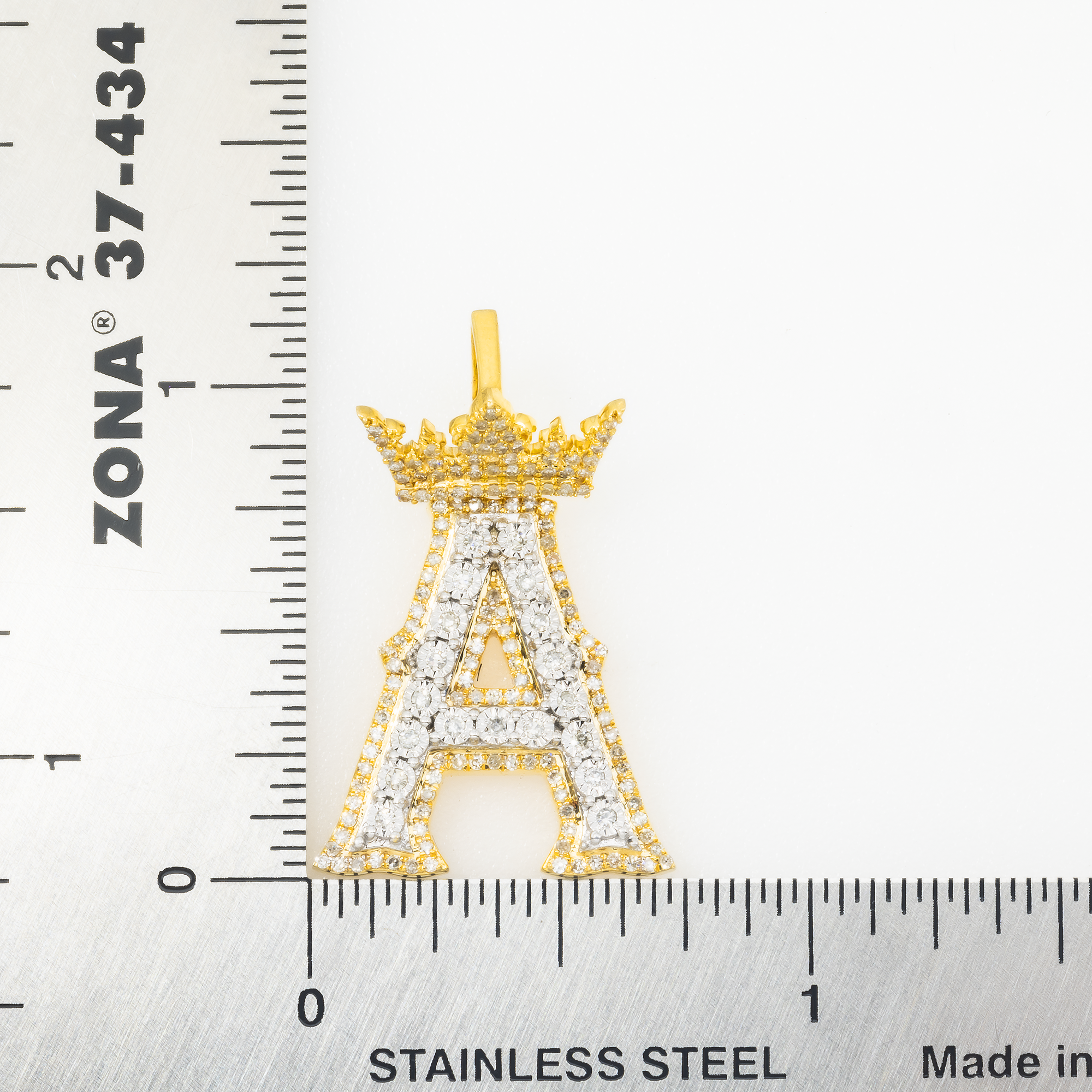 10K GOLD DIAMOND INITIAL LETTER A PENDANT 0.57 CT