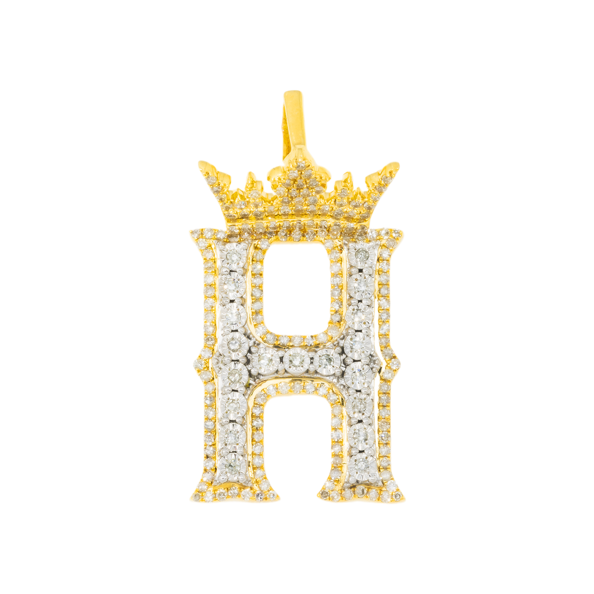 10K GOLD DIAMOND INITIAL LETTER H PENDANT 0.65 CT