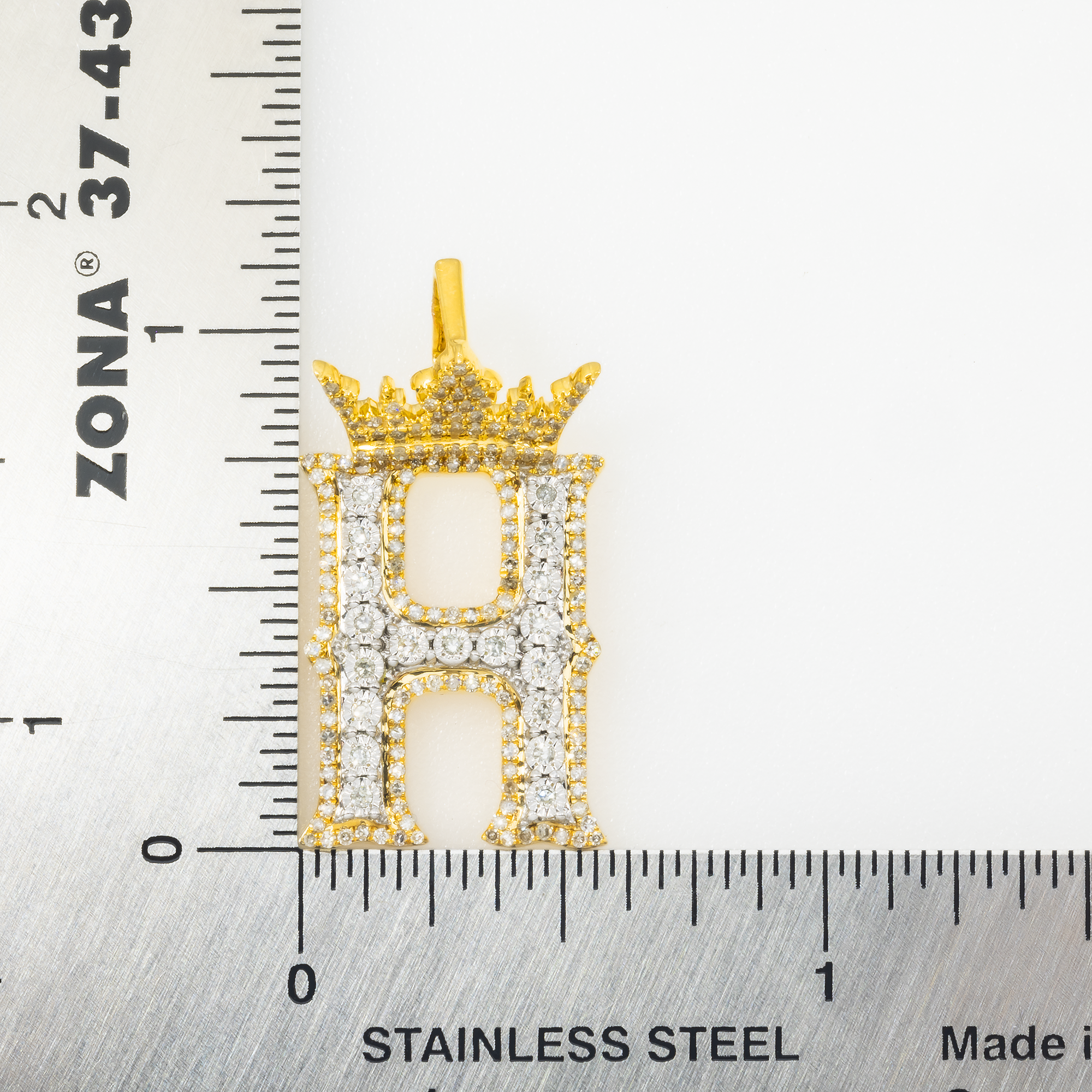 10K GOLD DIAMOND INITIAL LETTER H PENDANT 0.65 CT