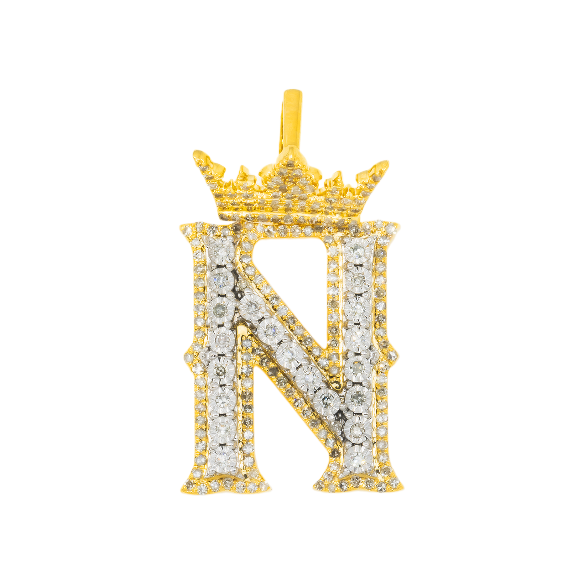 10K GOLD DIAMOND INITIAL LETTER N PENDANT 0.67 CT