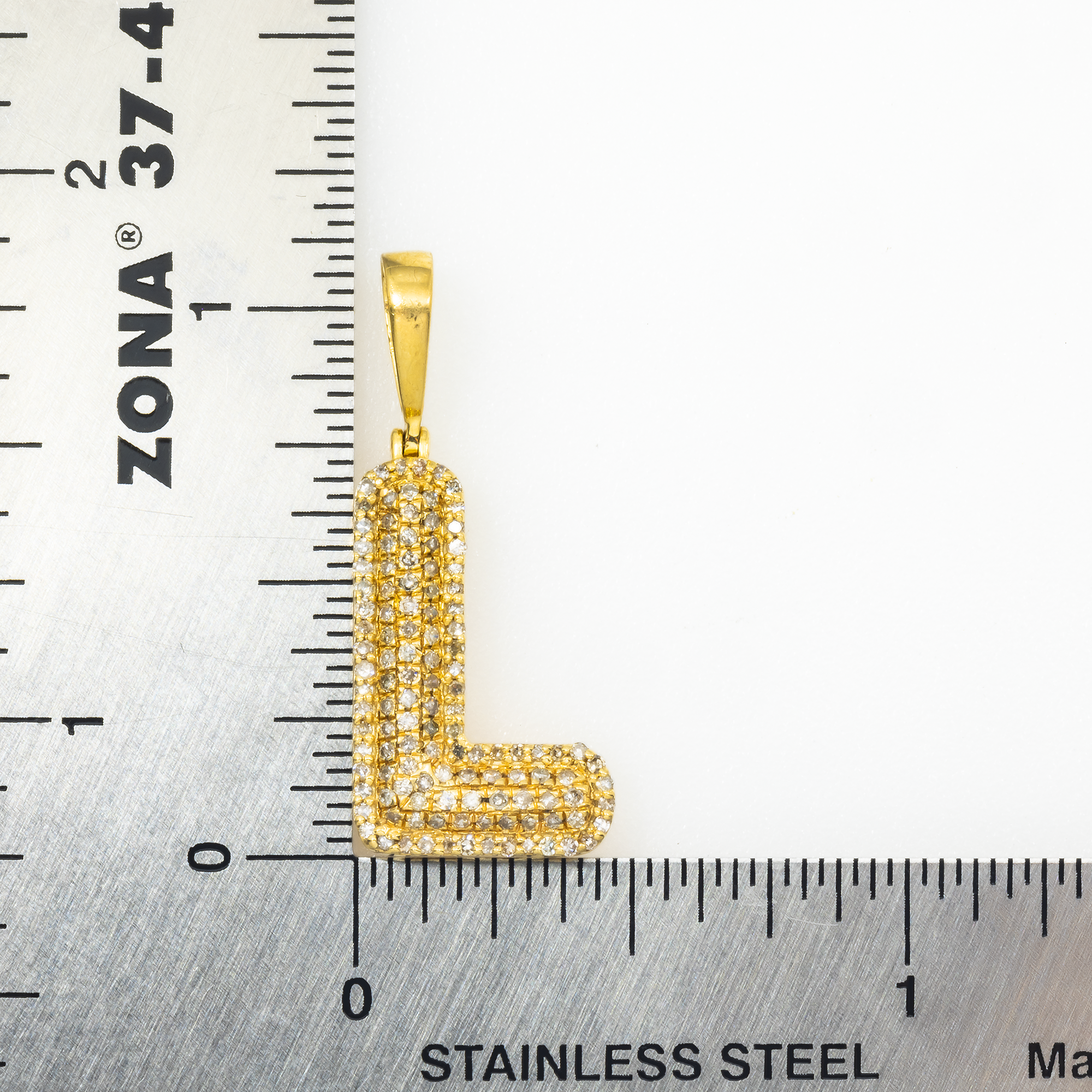 10K GOLD DIAMOND INITIAL LETTER L PENDANT 0.70 CT