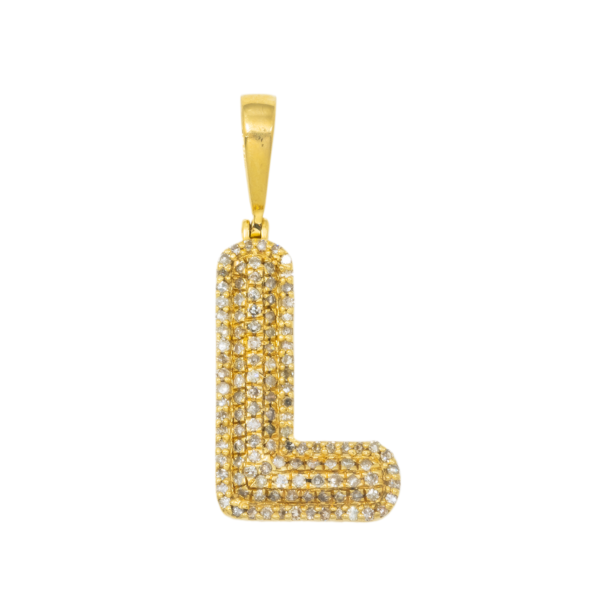 10K GOLD DIAMOND INITIAL LETTER L PENDANT 0.70 CT