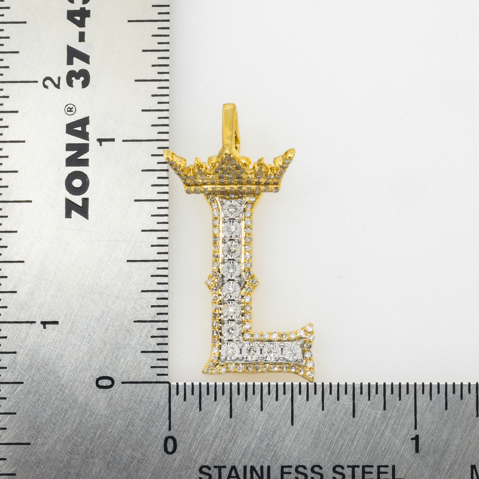 10K GOLD DIAMOND INITIAL LETTER L PENDANT 0.46 CT