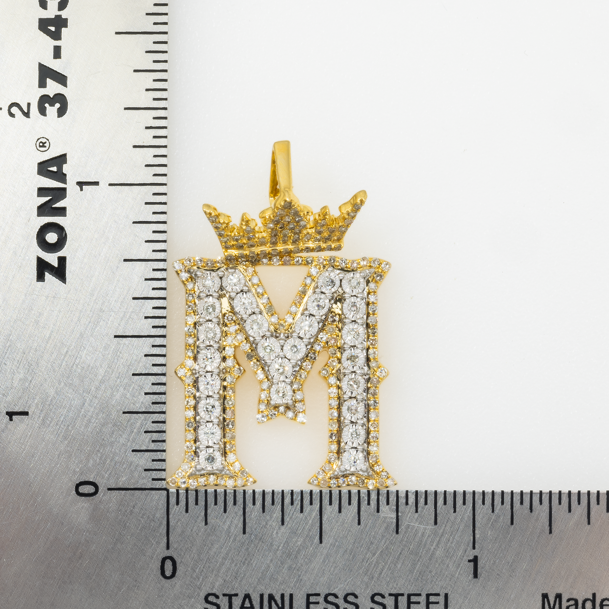 10K GOLD DIAMOND INITIAL LETTER M PENDANT 0.77 CT