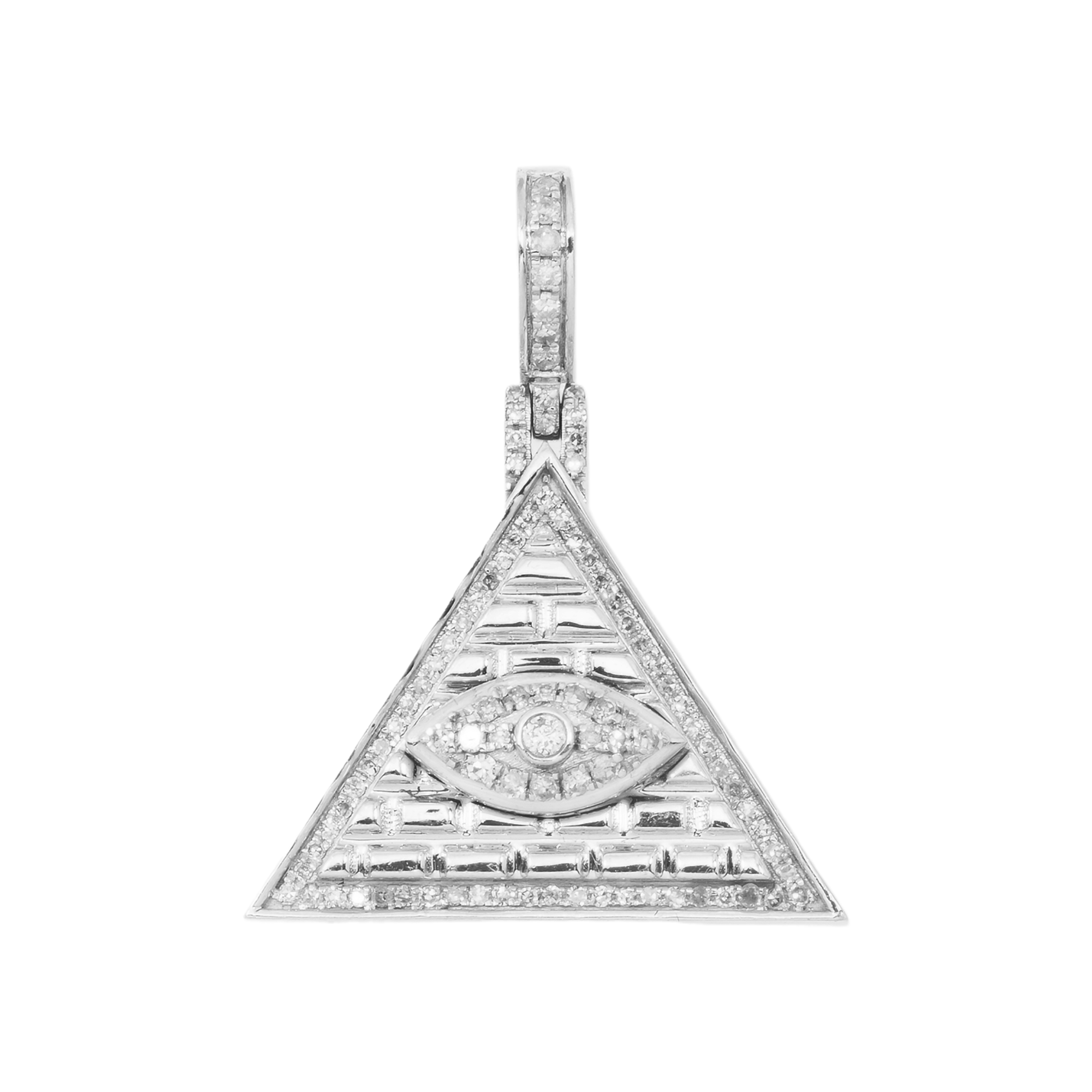 10K GOLD DIAMOND EGYPTIAN PYRAMID AND EVIL EYE PENDANT 0.33 CT