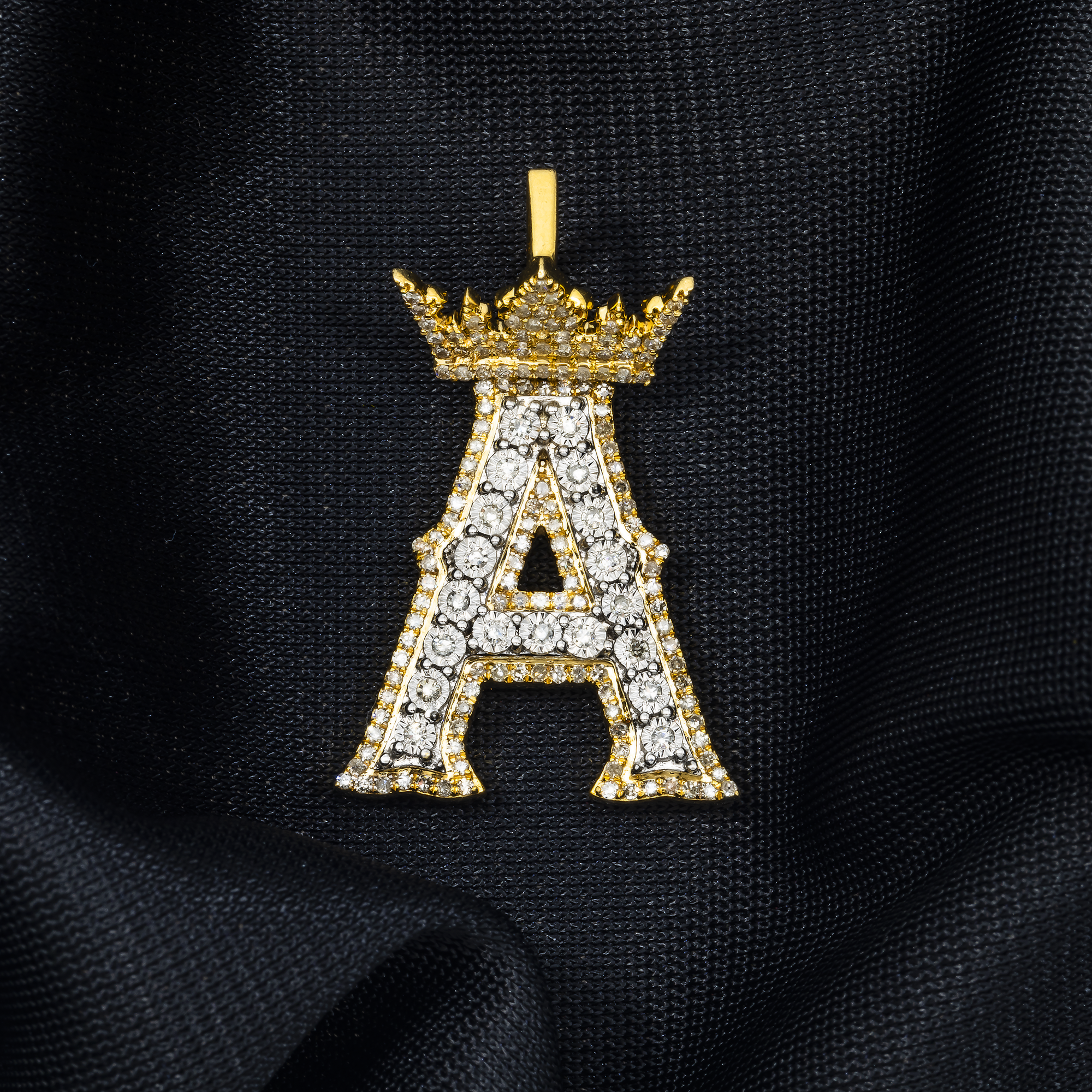 10K GOLD DIAMOND INITIAL LETTER A PENDANT 0.57 CT