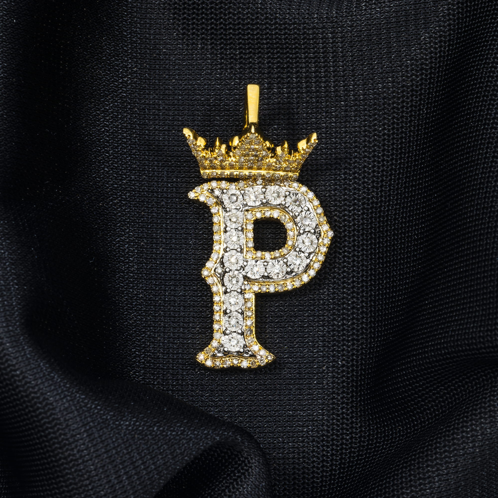 10K GOLD DIAMOND INITIAL LETTER P PENDANT 0.53 CT