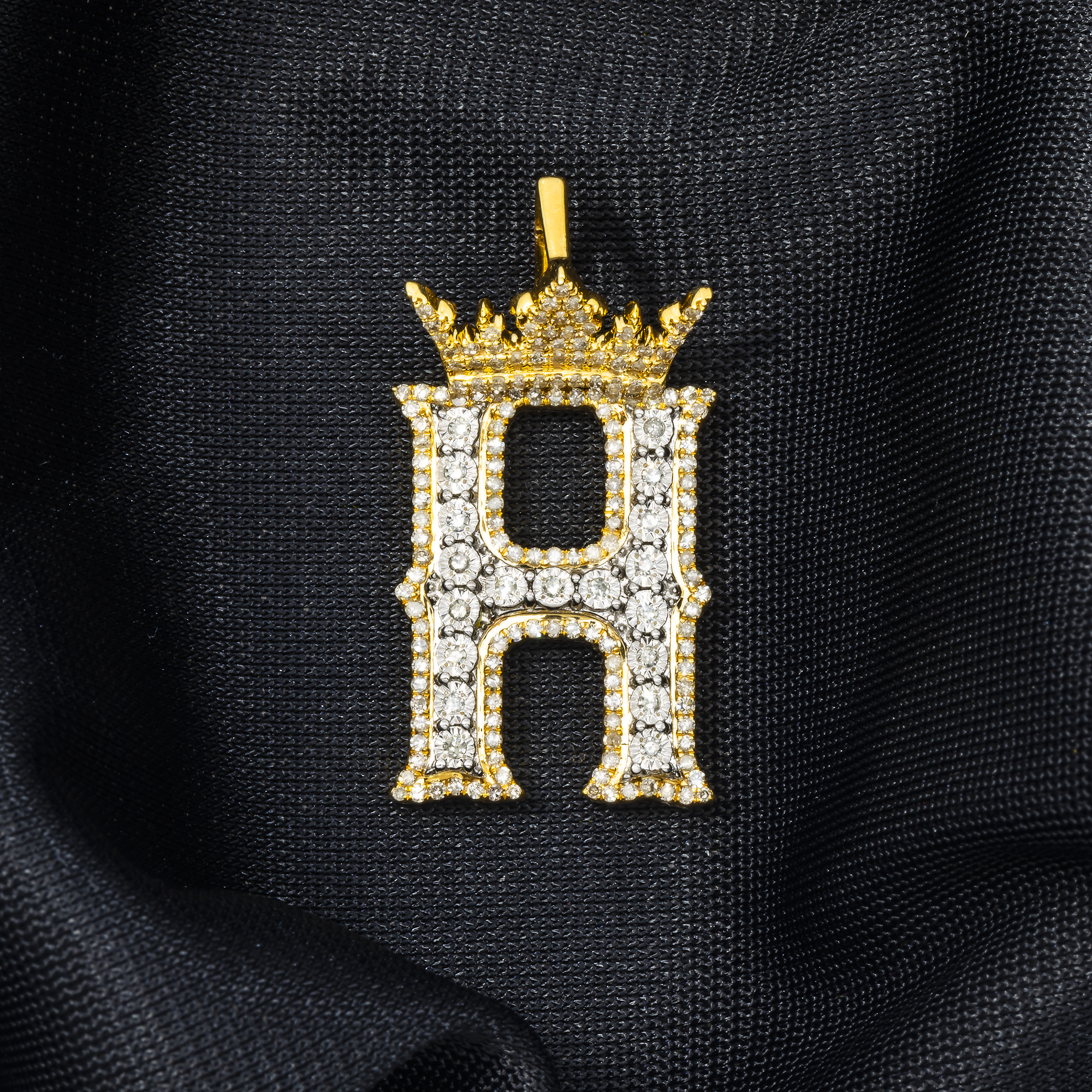 10K GOLD DIAMOND INITIAL LETTER H PENDANT 0.65 CT
