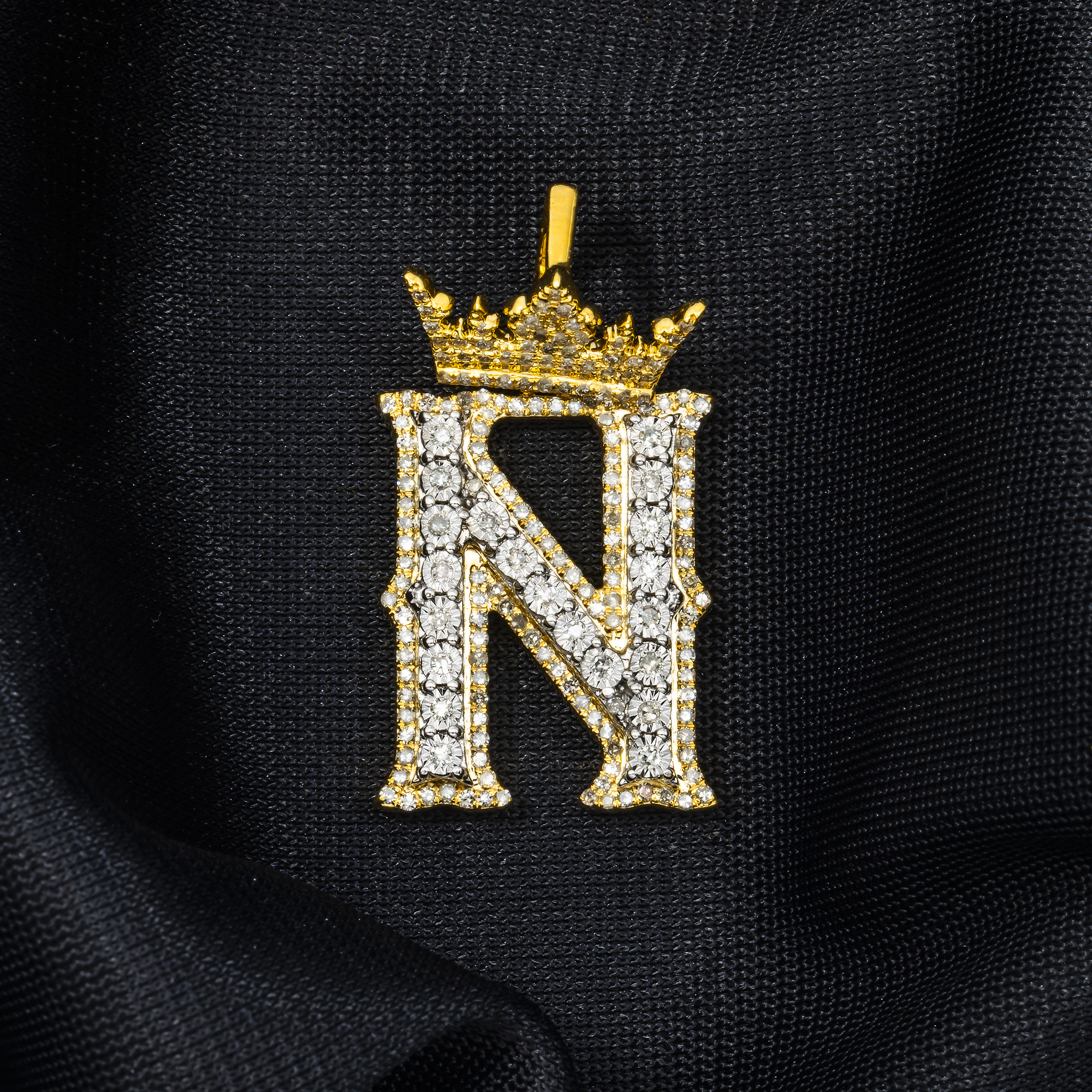 10K GOLD DIAMOND INITIAL LETTER N PENDANT 0.67 CT
