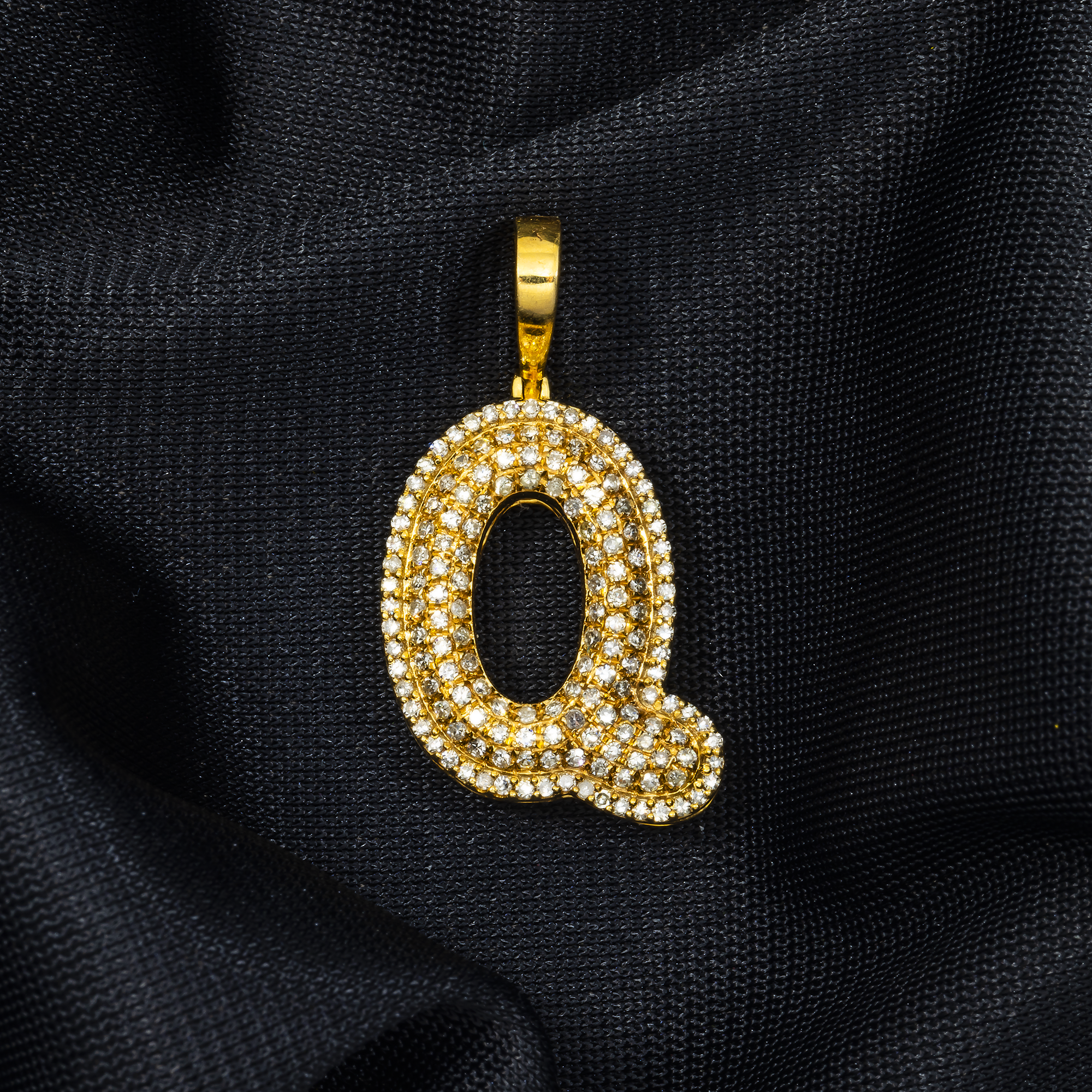 10K GOLD DIAMOND INITIAL LETTER Q PENDANT 0.60 CT