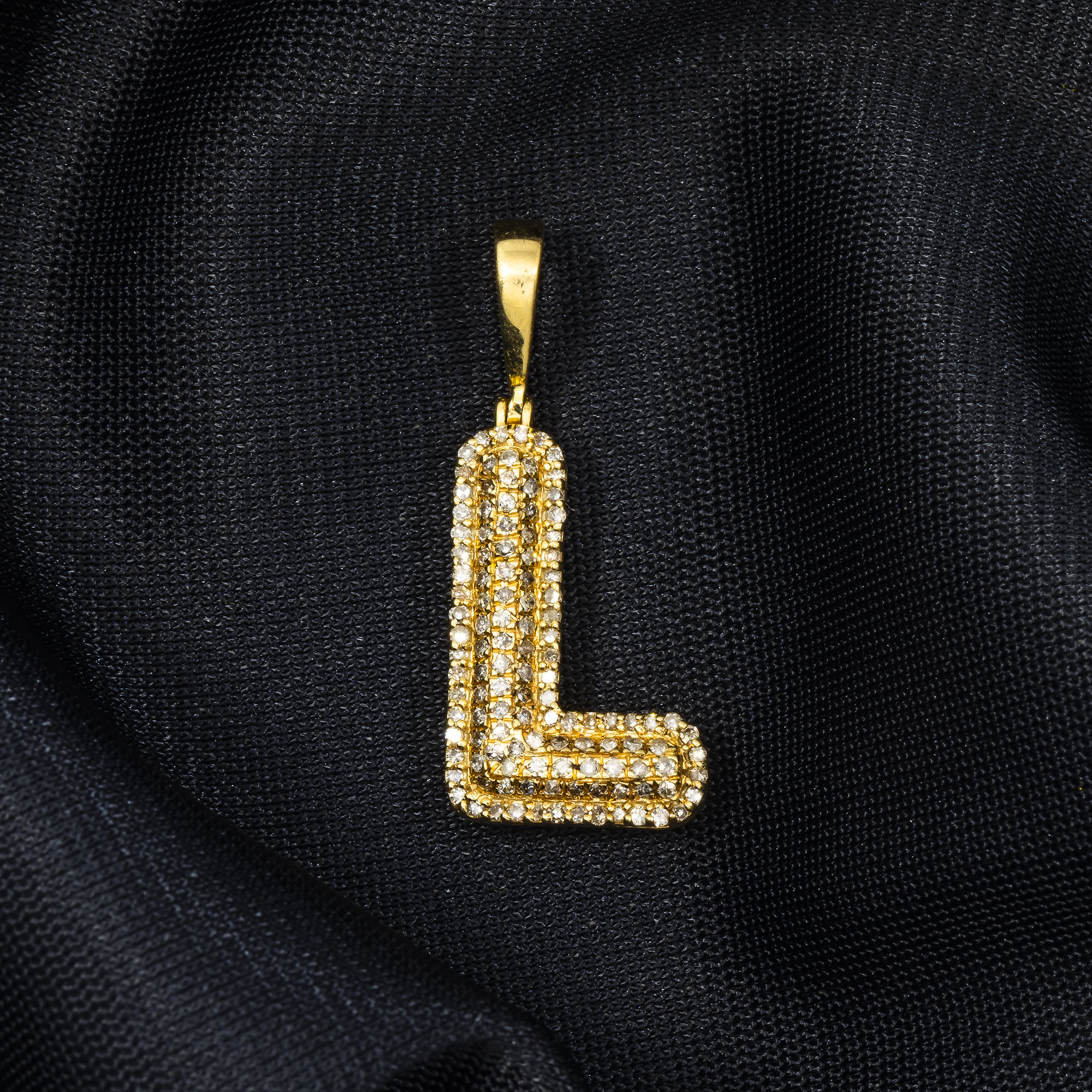 10K GOLD DIAMOND INITIAL LETTER L PENDANT 0.70 CT