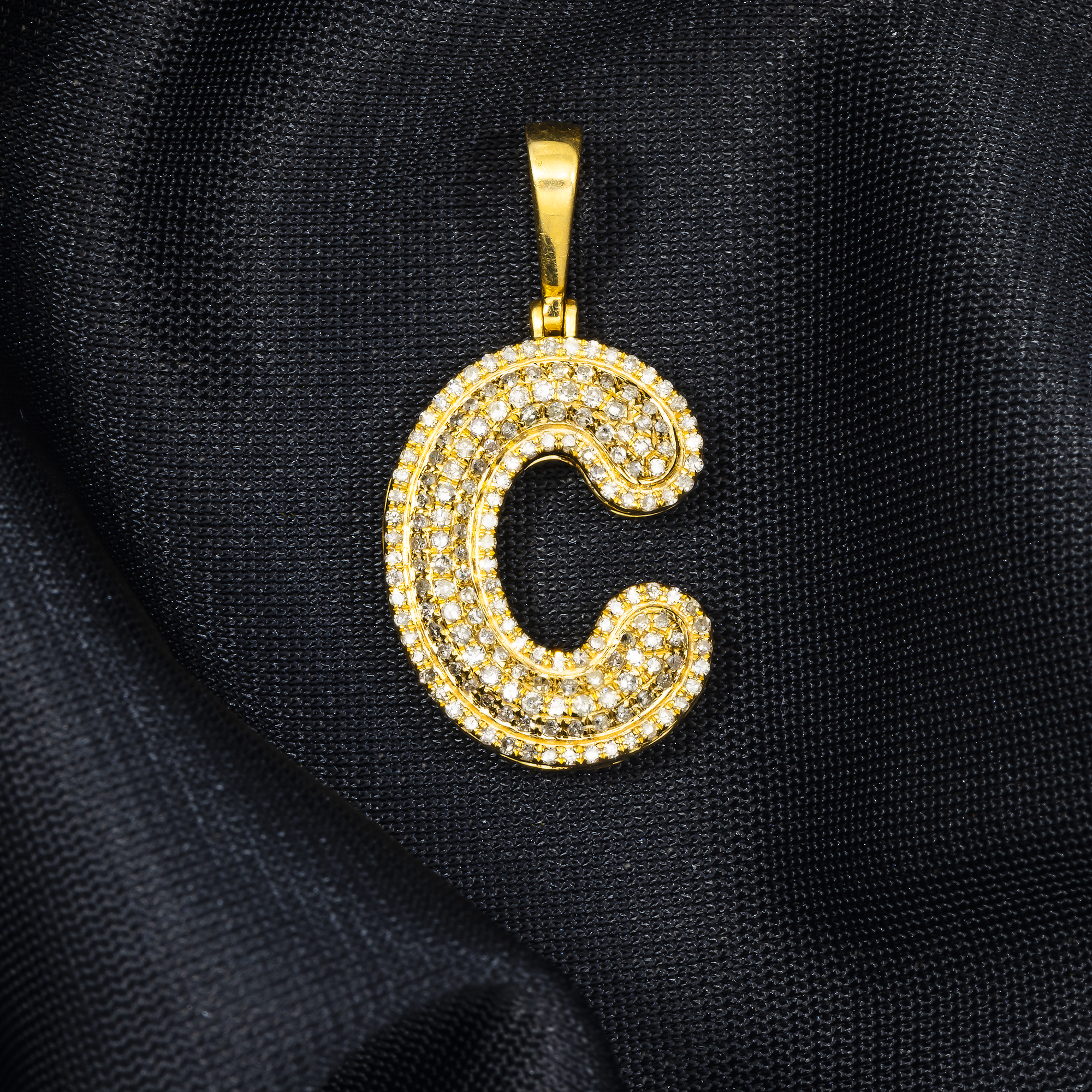 10K GOLD DIAMOND INITIAL LETTER C PENDANT 0.63 CT