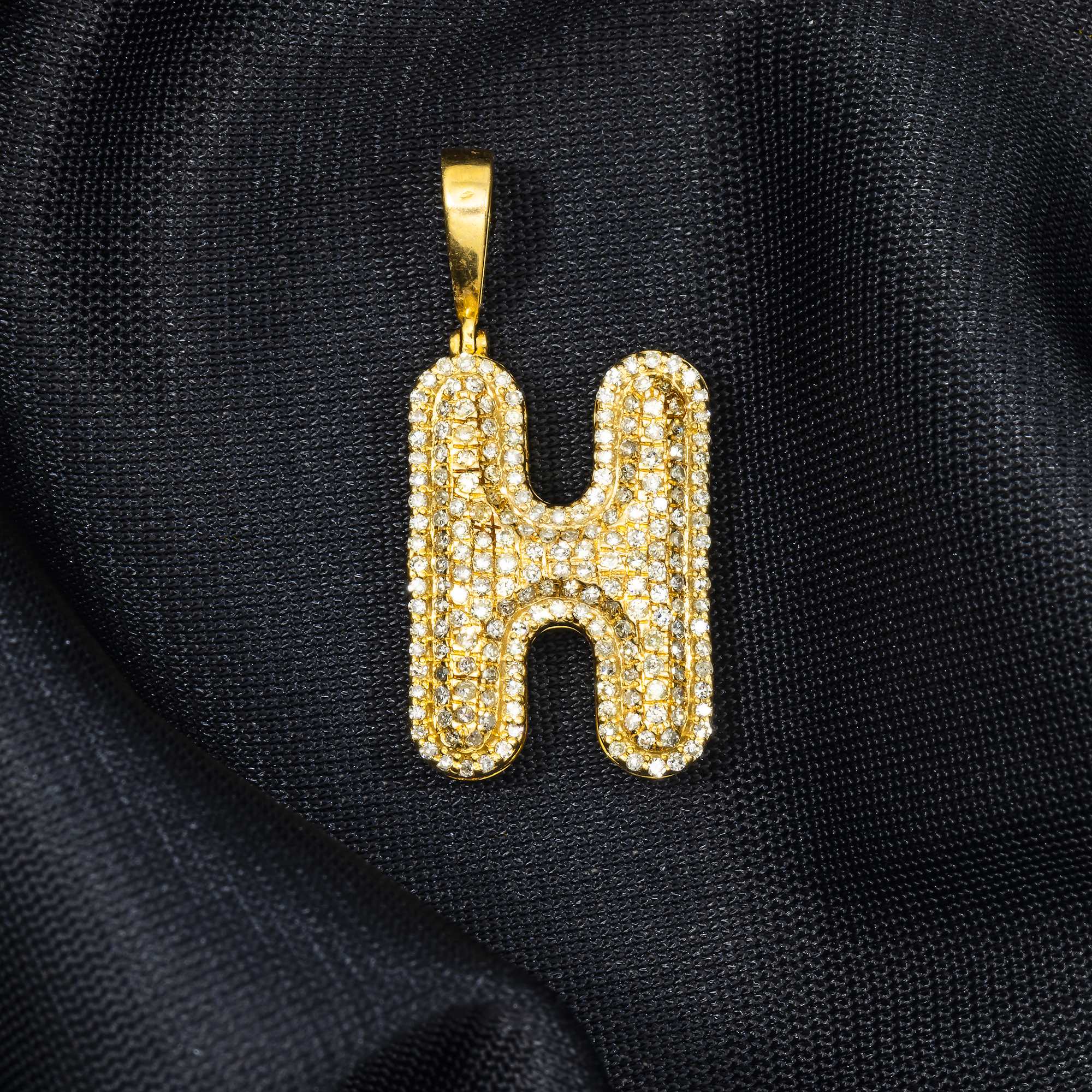 10K GOLD DIAMOND INITIAL LETTER H PENDANT 0.70 CT
