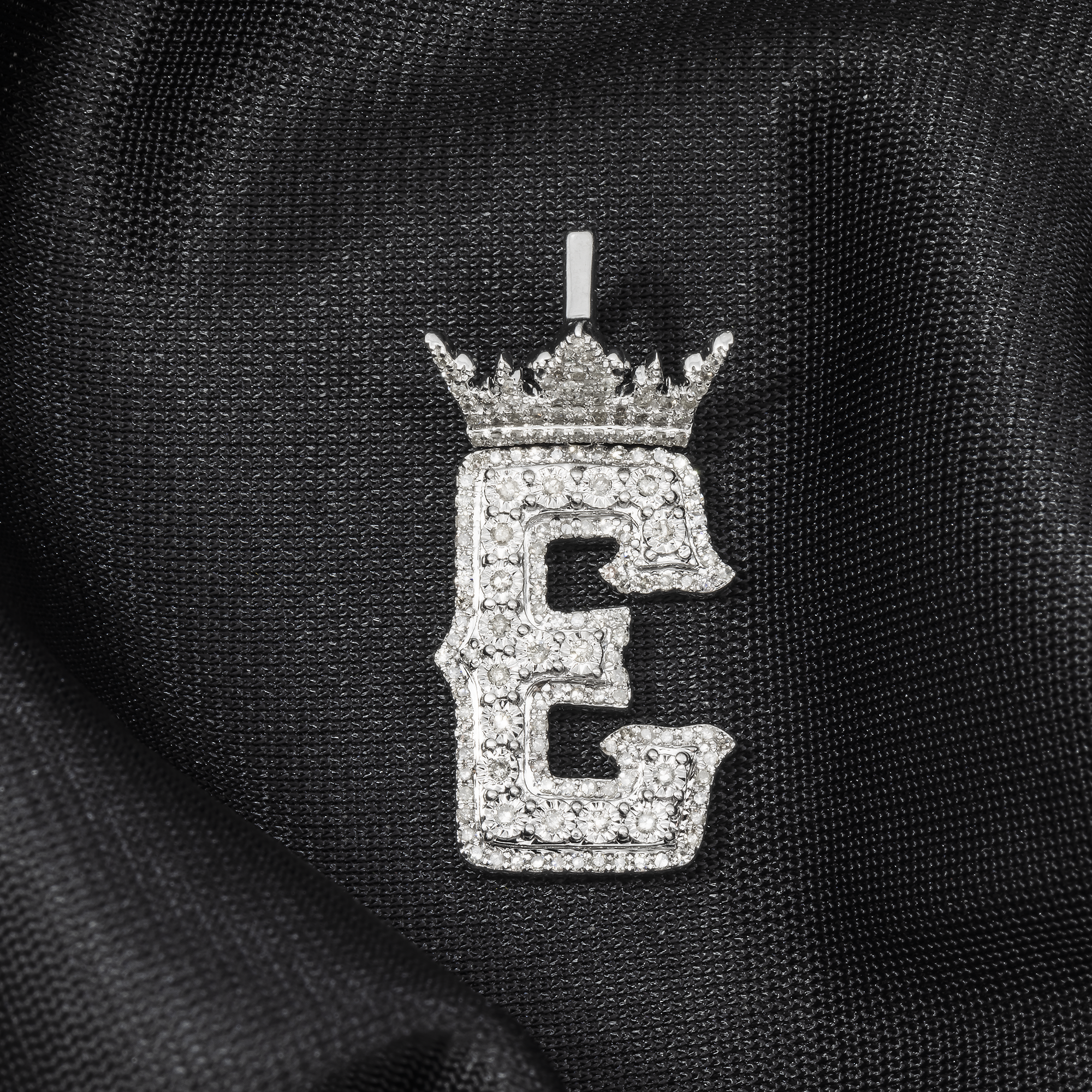 10K GOLD DIAMOND INITIAL LETTER E PENDANT 0.58 CT