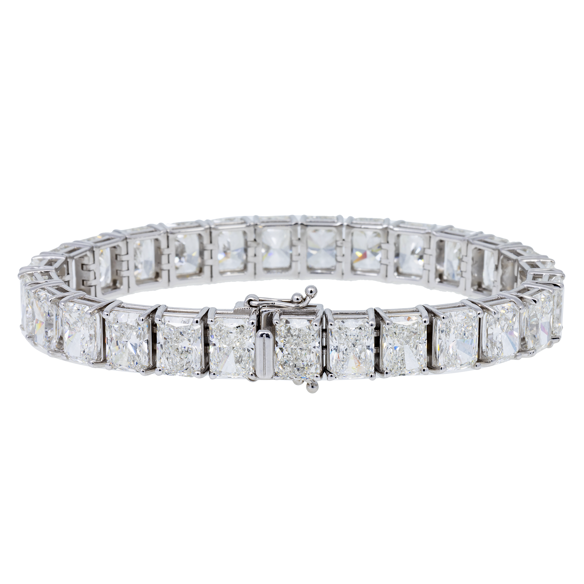 14K GOLD RADIANT CUT LAB DIAMOND TENNIS BRACELET 39.50 CT