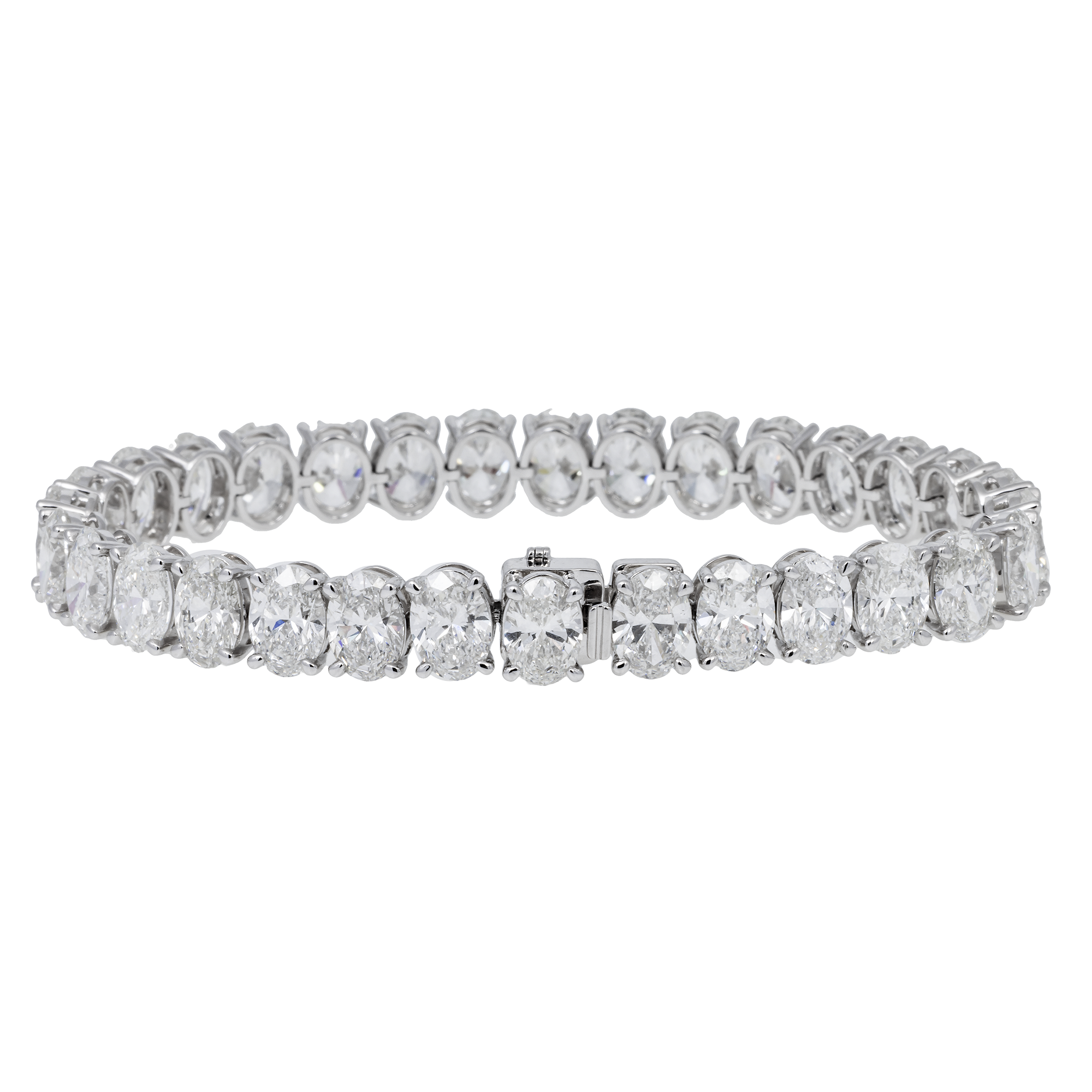 14K GOLD OVAL LAB DIAMOND TENNIS BRACELET 31.84 CT