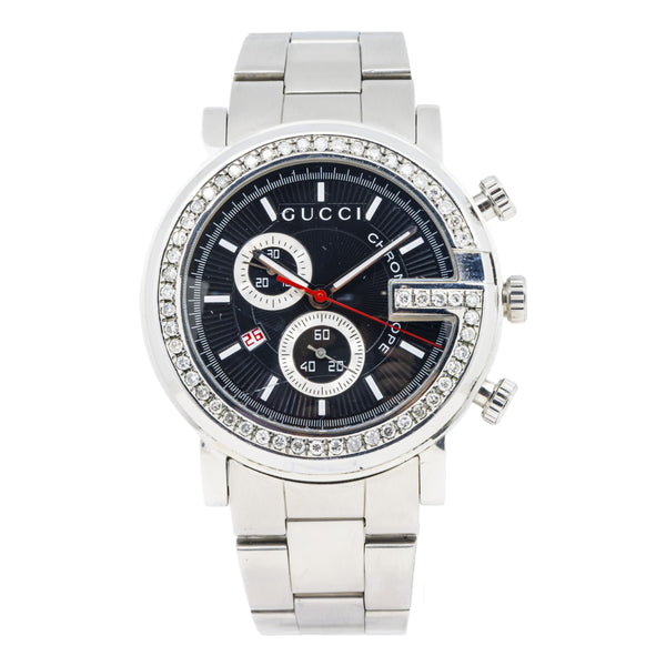 Gucci G-Chrono YA101309 44MM Black Dial With Diamond Bezel And