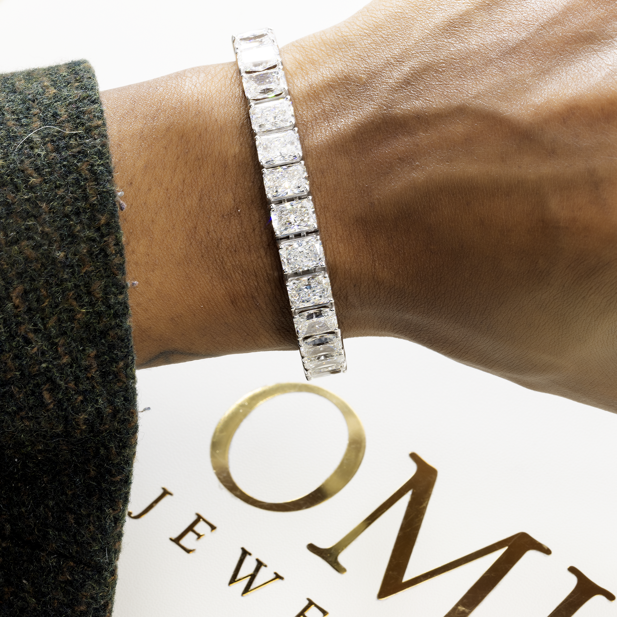 14K GOLD RADIANT CUT LAB DIAMOND TENNIS BRACELET 39.50 CT