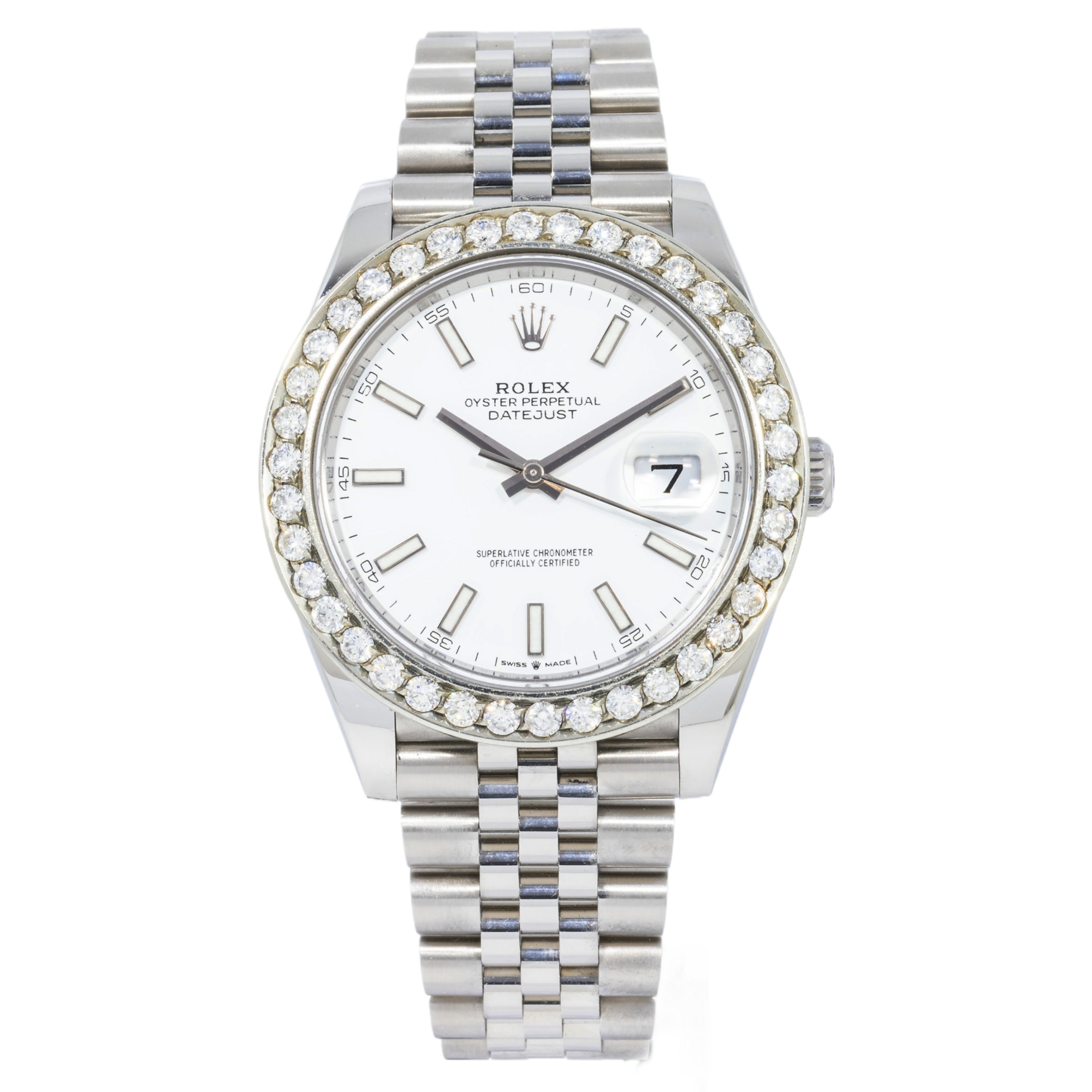 Rolex Datejust 41MM 126300 White Dial Diamond Bezel Stainless Steel Jubilee Bracelet