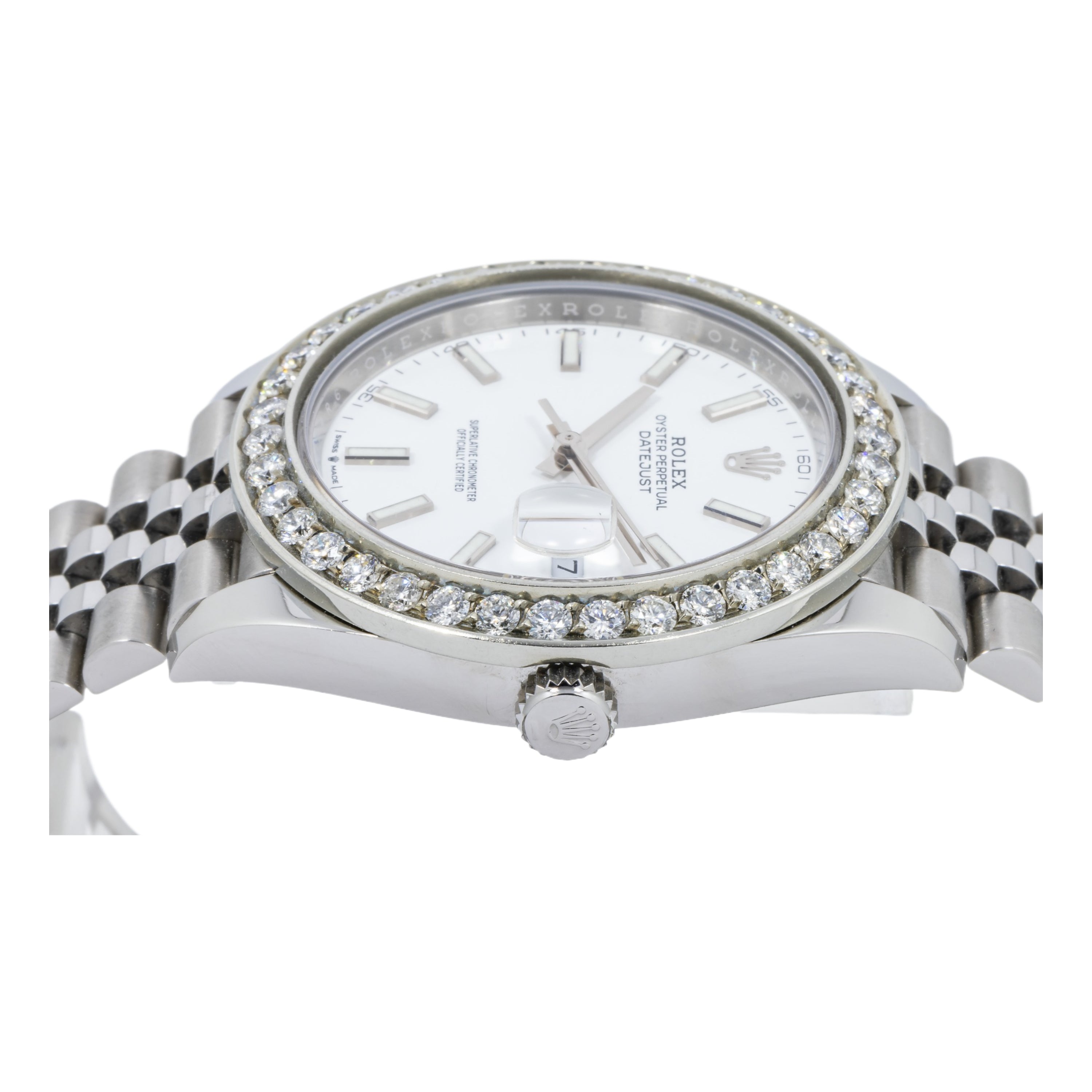 Rolex Datejust 41MM 126300 White Dial Diamond Bezel Stainless Steel Jubilee Bracelet