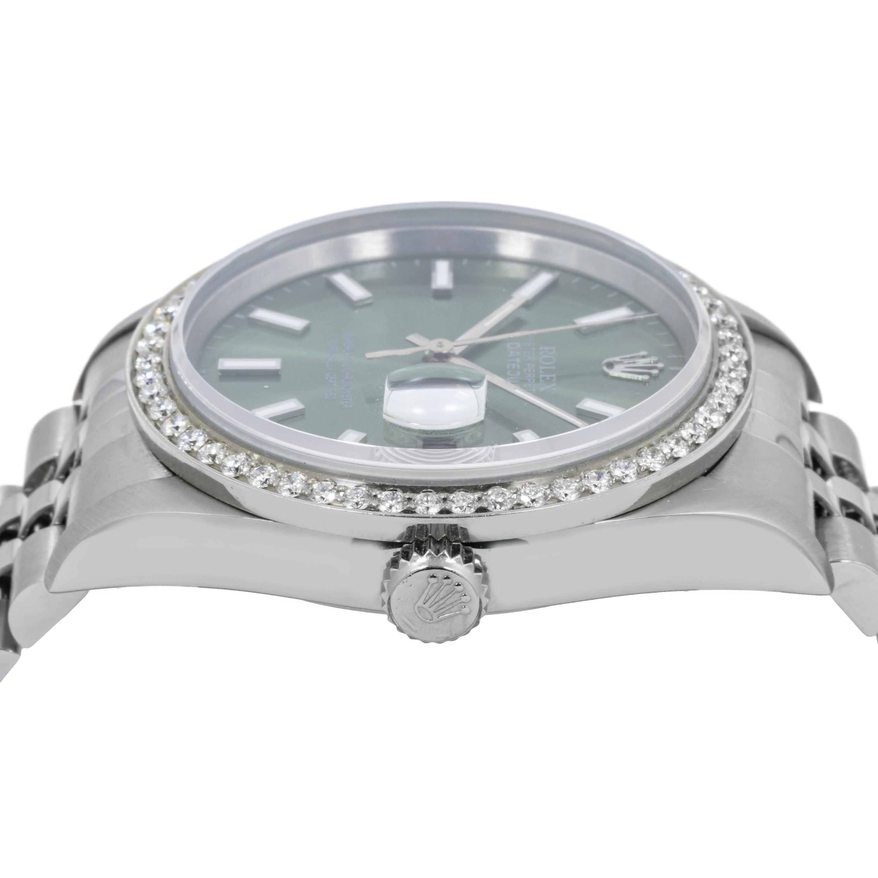Rolex Datejust 36MM 16200 Green Dial Diamond Bezel Stainless Steel Jubilee Bracelet