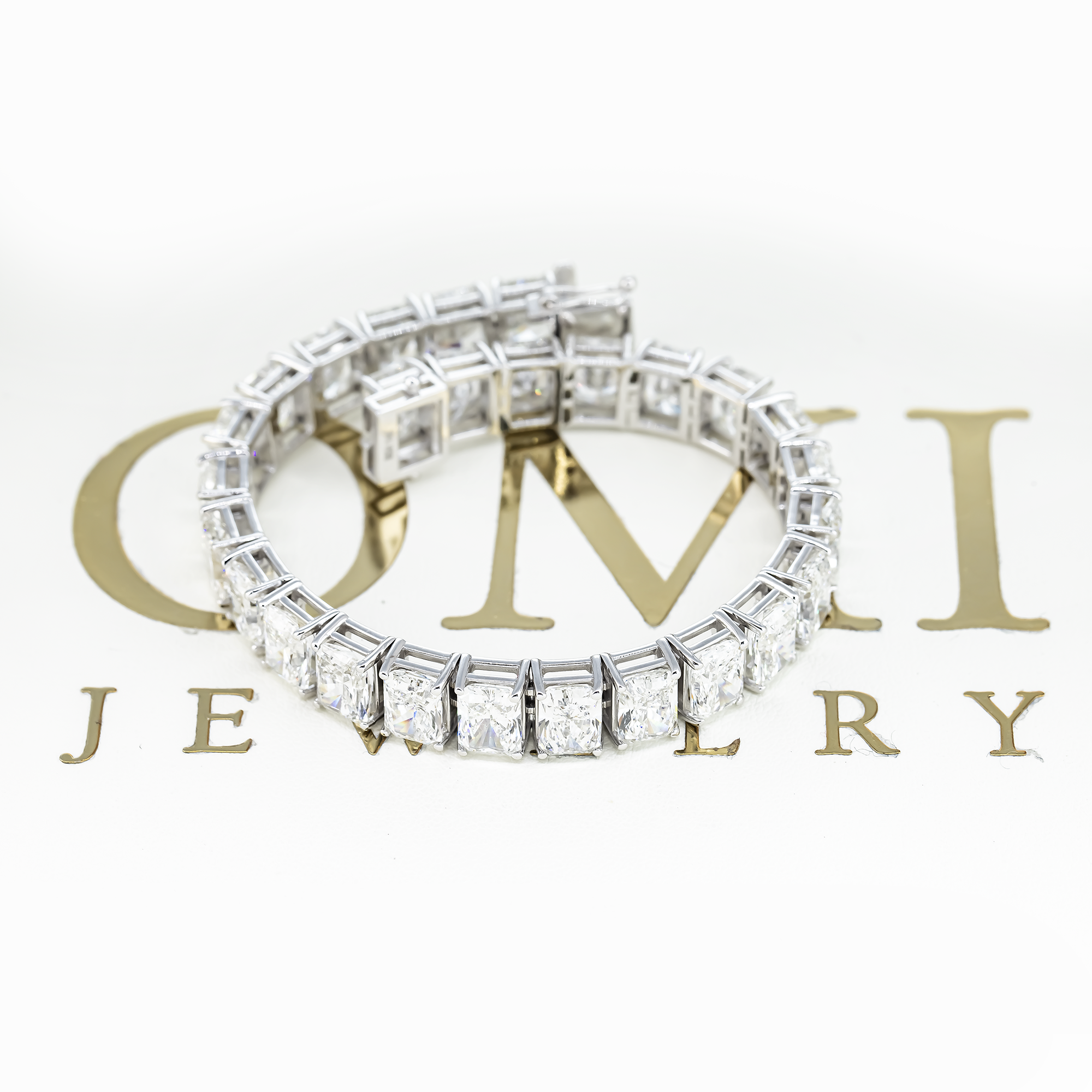 14K GOLD RADIANT CUT LAB DIAMOND TENNIS BRACELET 39.50 CT