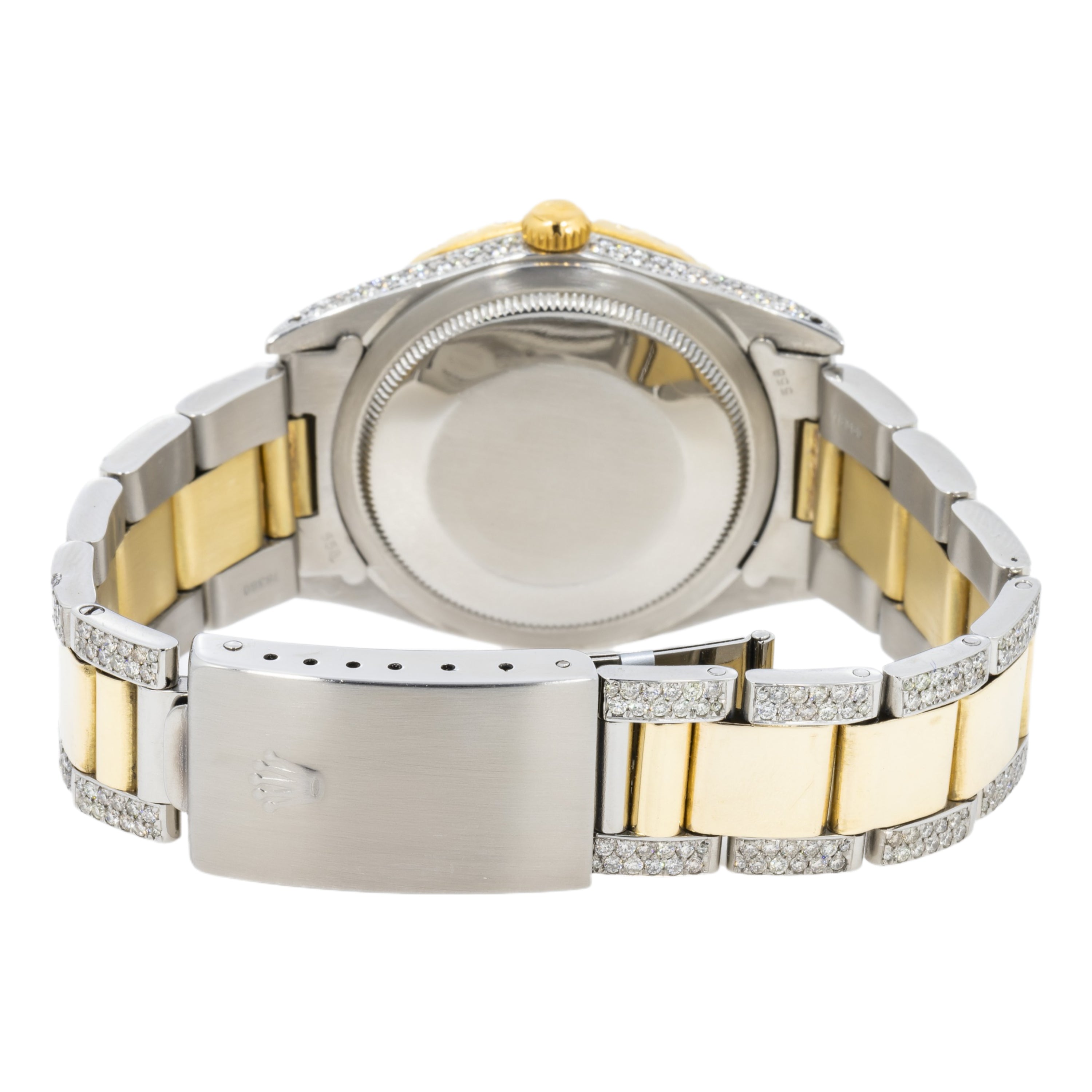 Rolex Datejust 36MM 16013 Green Roman Diamond Dial Diamond Bezel Two Tone Yellow Gold Semi Diamond Oyster Bracelet