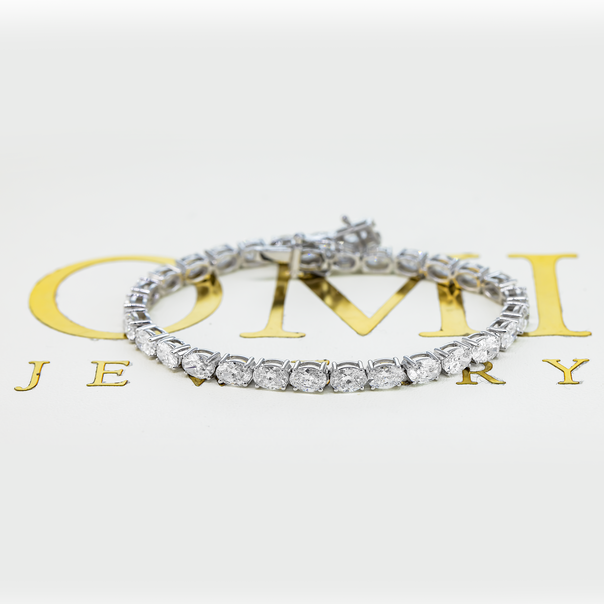 14K GOLD OVAL LAB DIAMOND TENNIS BRACELET 9.47 CT