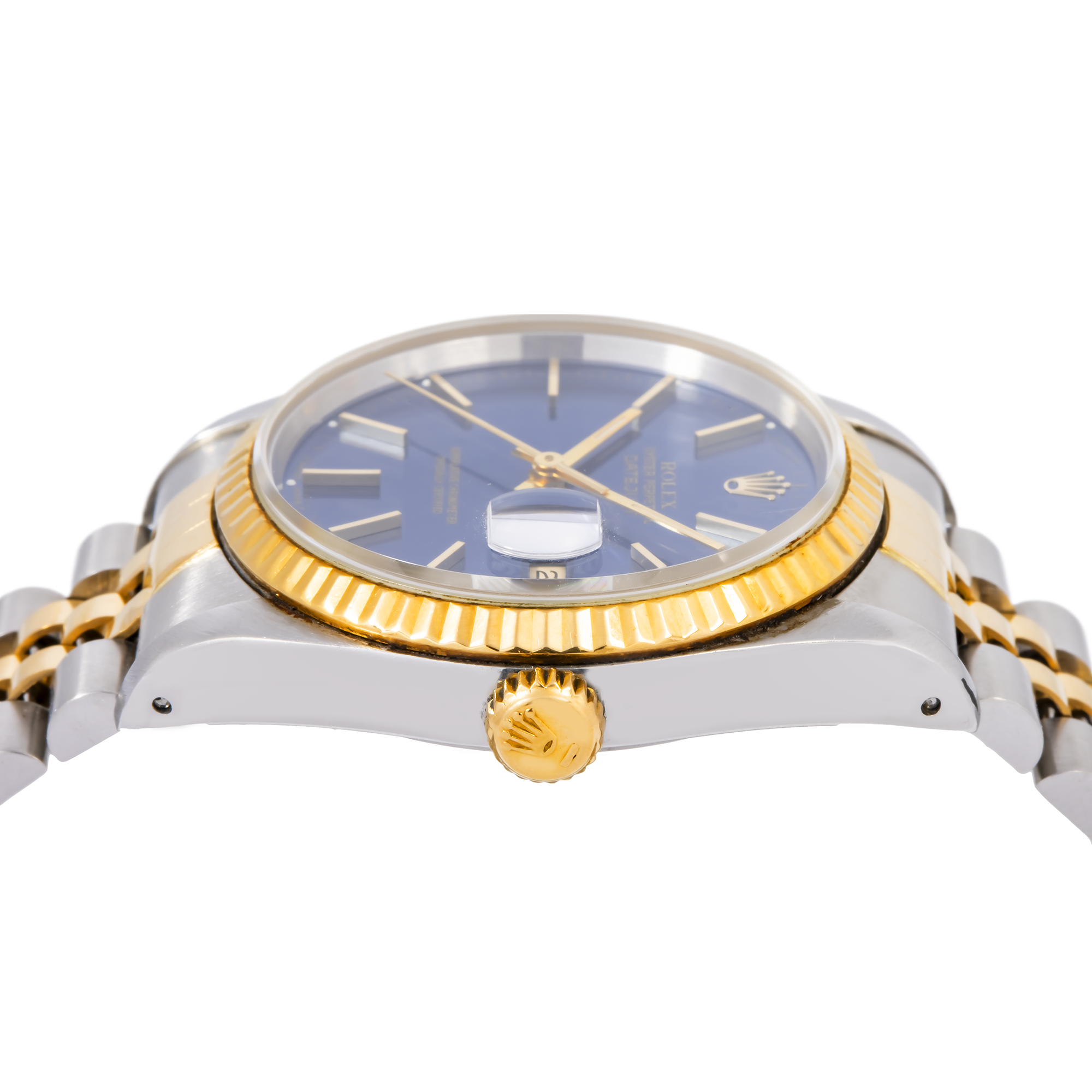 Rolex Datejust 36MM 16013 Blue Dial Fluted Bezel Two Tone Yellow Gold Jubilee Bracelet