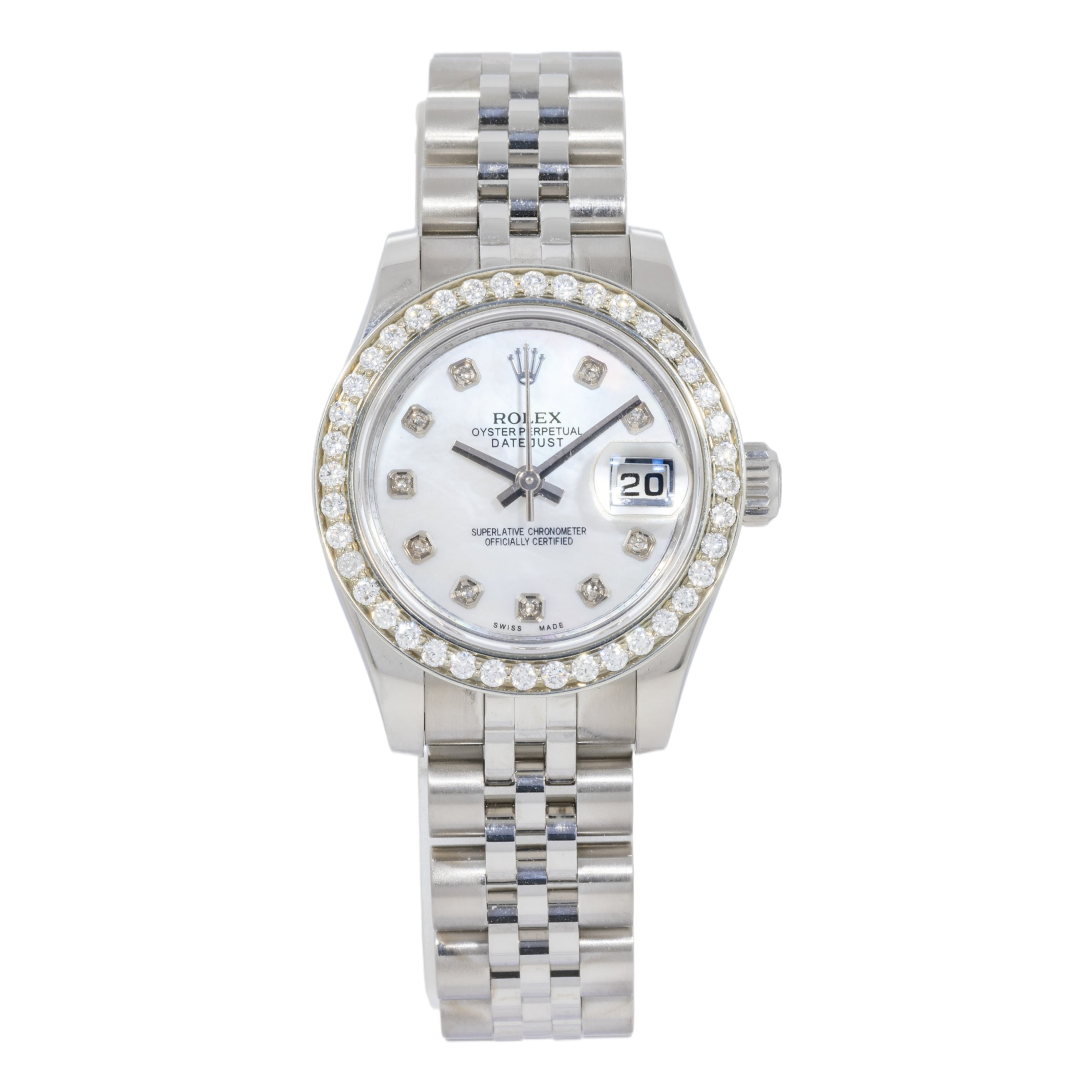 Rolex Datejust 26MM 179160 Mother of Pearl Diamond Dial Diamond Bezel Stainless Steel Jubilee Bracelet